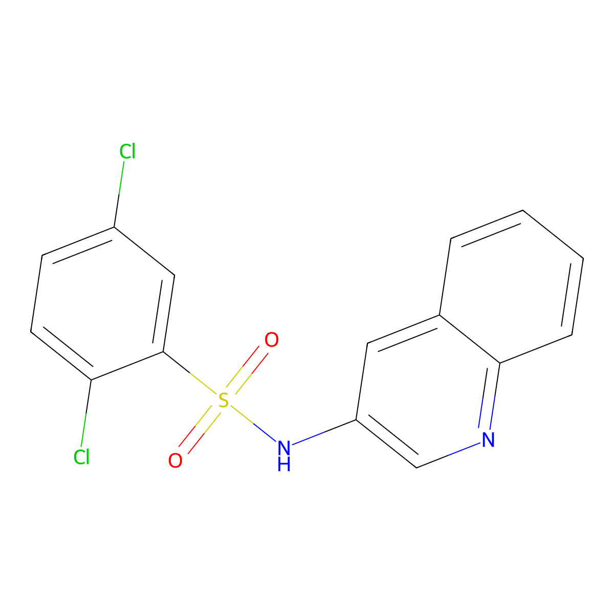 2,5-dichloro-N-(3-quinolyl)benzenesulfonamide molecular structure, CAS 302956-29-2