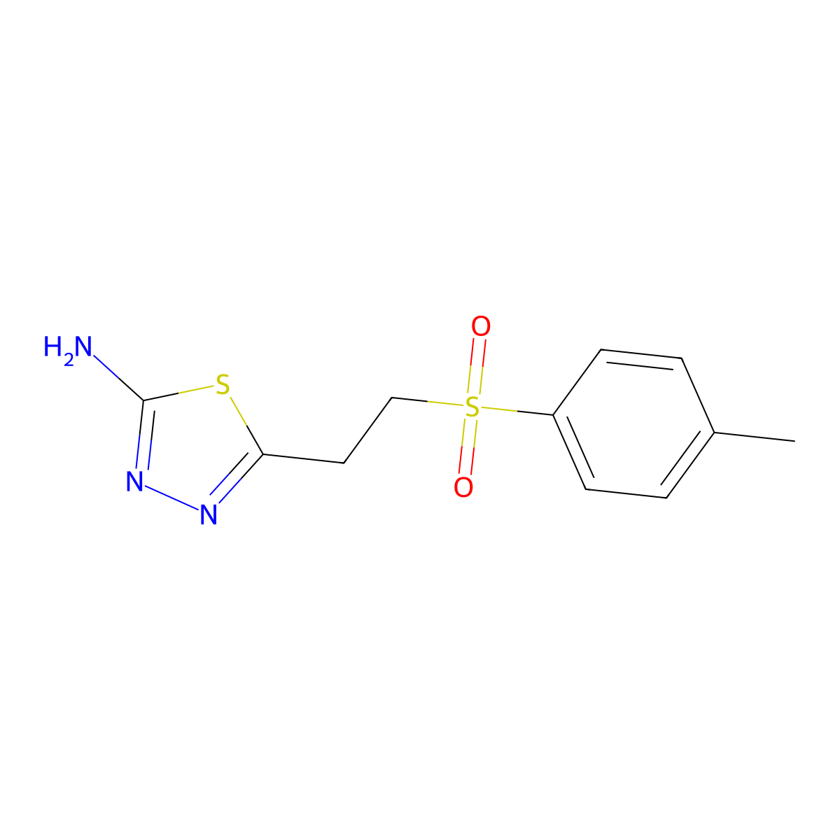 5-(2-Tosylethyl)-1,3,4-thiadiazol-2-amine molecular structure, CAS 302956-47-4