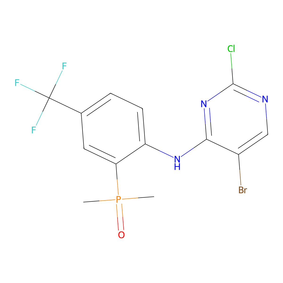 (2-((5-Bromo-2-chloropyrimidin-4-yl)amino)-5-(trifluoromethyl)phenyl)dimethylphosphine oxide molecular structure, CAS 3029622-80-5