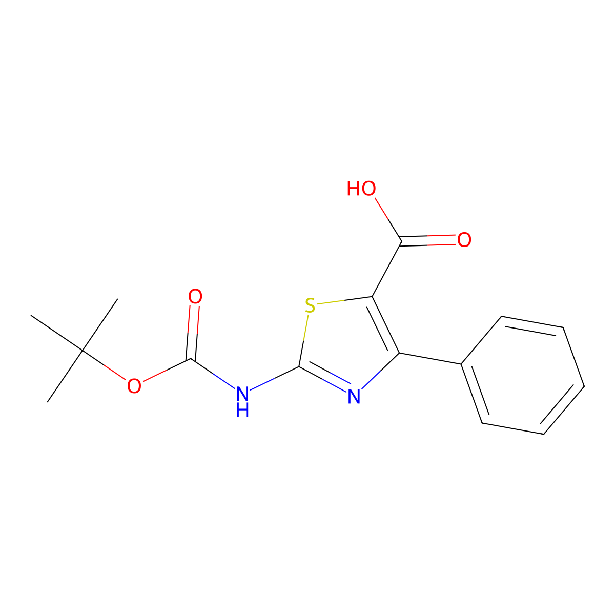 2-{[(Tert-butoxy)carbonyl]amino}-4-phenyl-1,3-thiazole-5-carboxylic acid molecular structure, CAS 302963-99-1