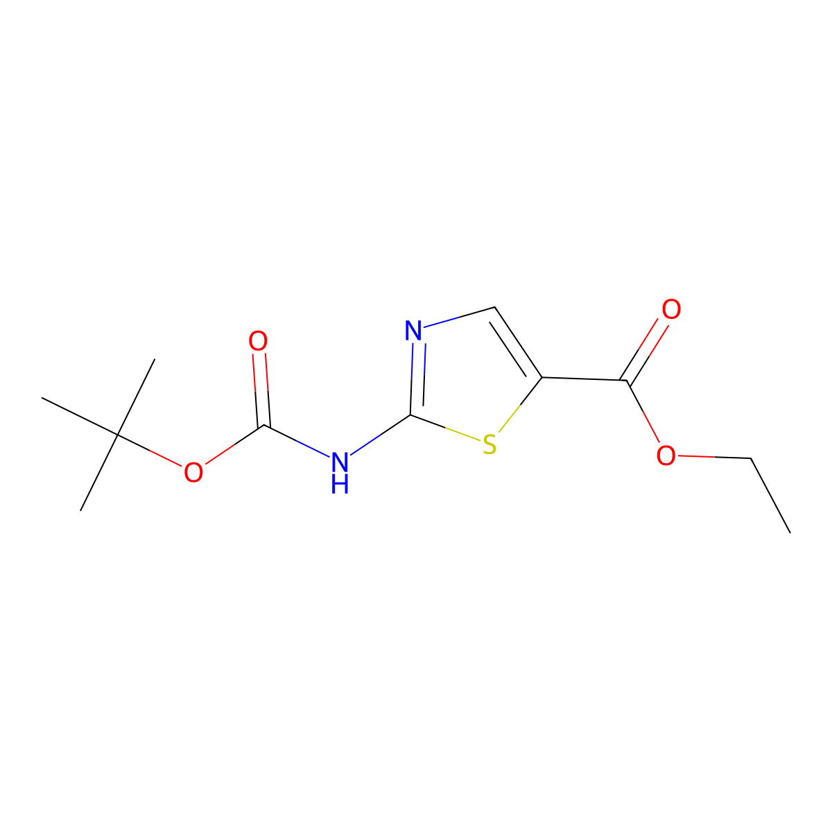 Ethyl 2-((tert-butoxy(hydroxy)methylidene)amino)-1,3-thiazole-5-carboxylate molecular structure, CAS 302964-01-8