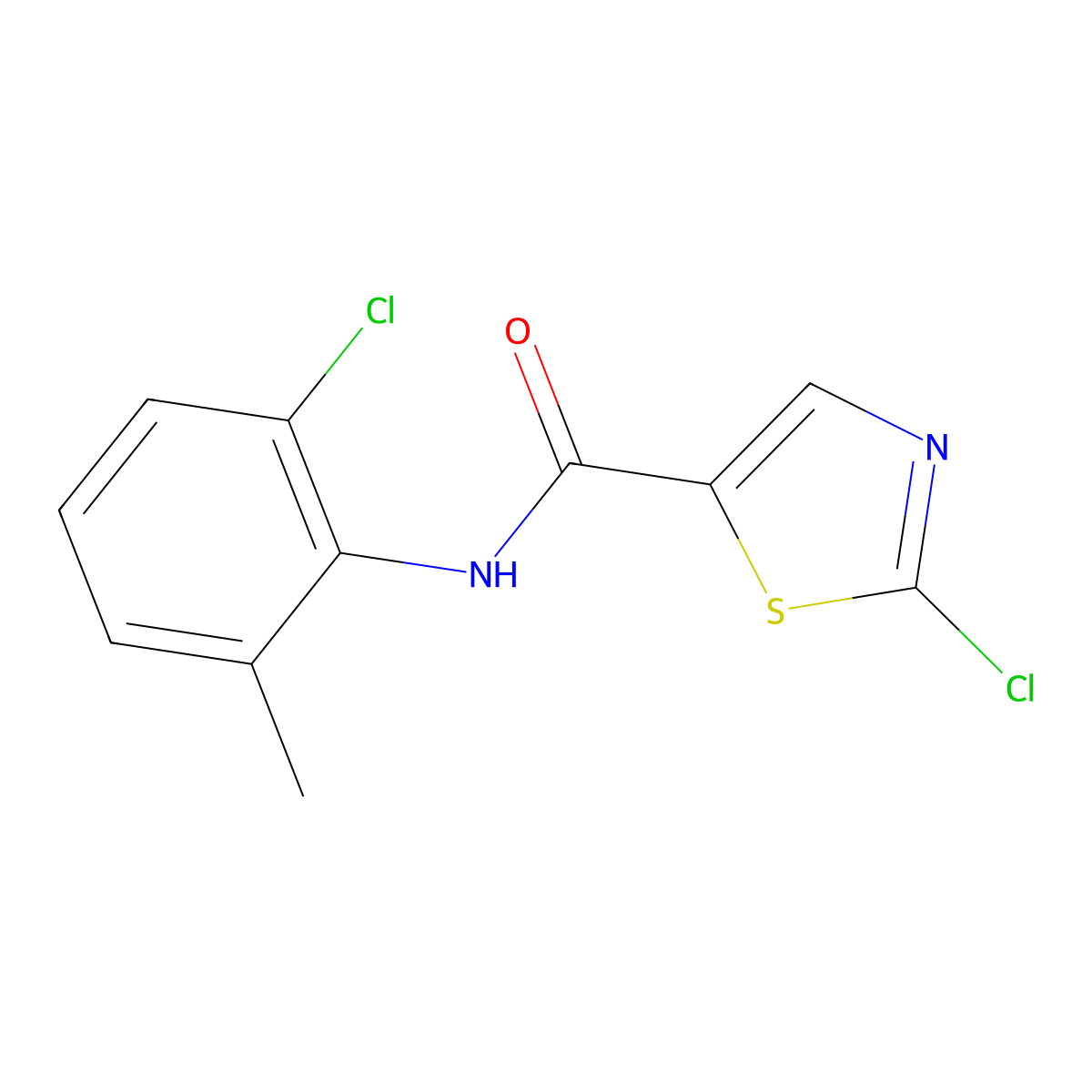 2-Chloro-N-(2-chloro-6-methylphenyl)thiazole-5-carboxamide molecular structure, CAS 302964-11-0