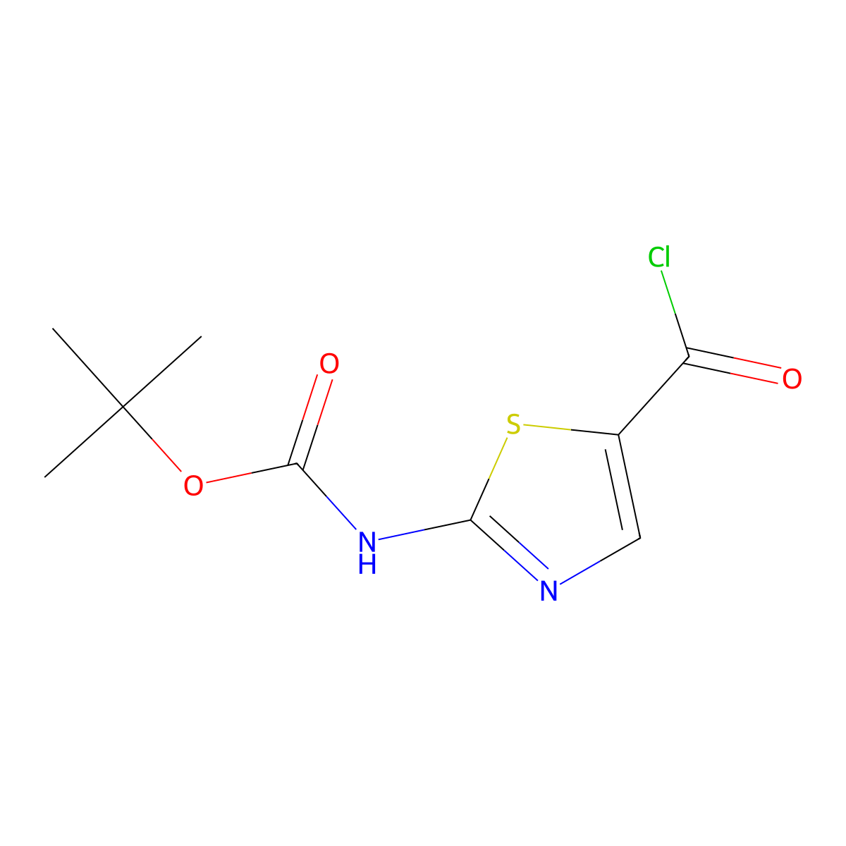 tert-Butyl (5-(chlorocarbonyl)thiazol-2-yl)carbamate molecular structure, CAS 302964-20-1