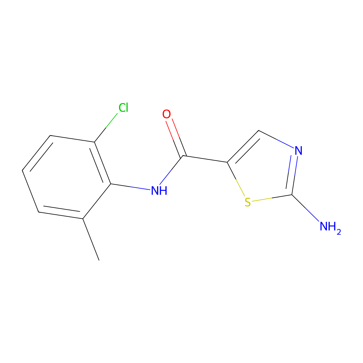 2-Amino-N-(2-chloro-6-methylphenyl)-1,3-thiazole-5-carboxamide molecular structure, CAS 302964-24-5