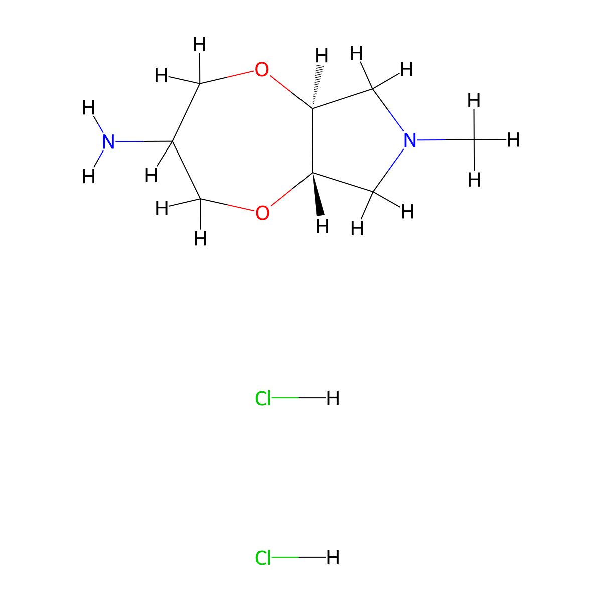 Rac-(5AS,8AS)-7-methylhexahydro-2H,6H-[1,4]dioxepino[2,3-C]pyrrol-3-amine dihydrochloride molecular structure, CAS 3029666-77-8