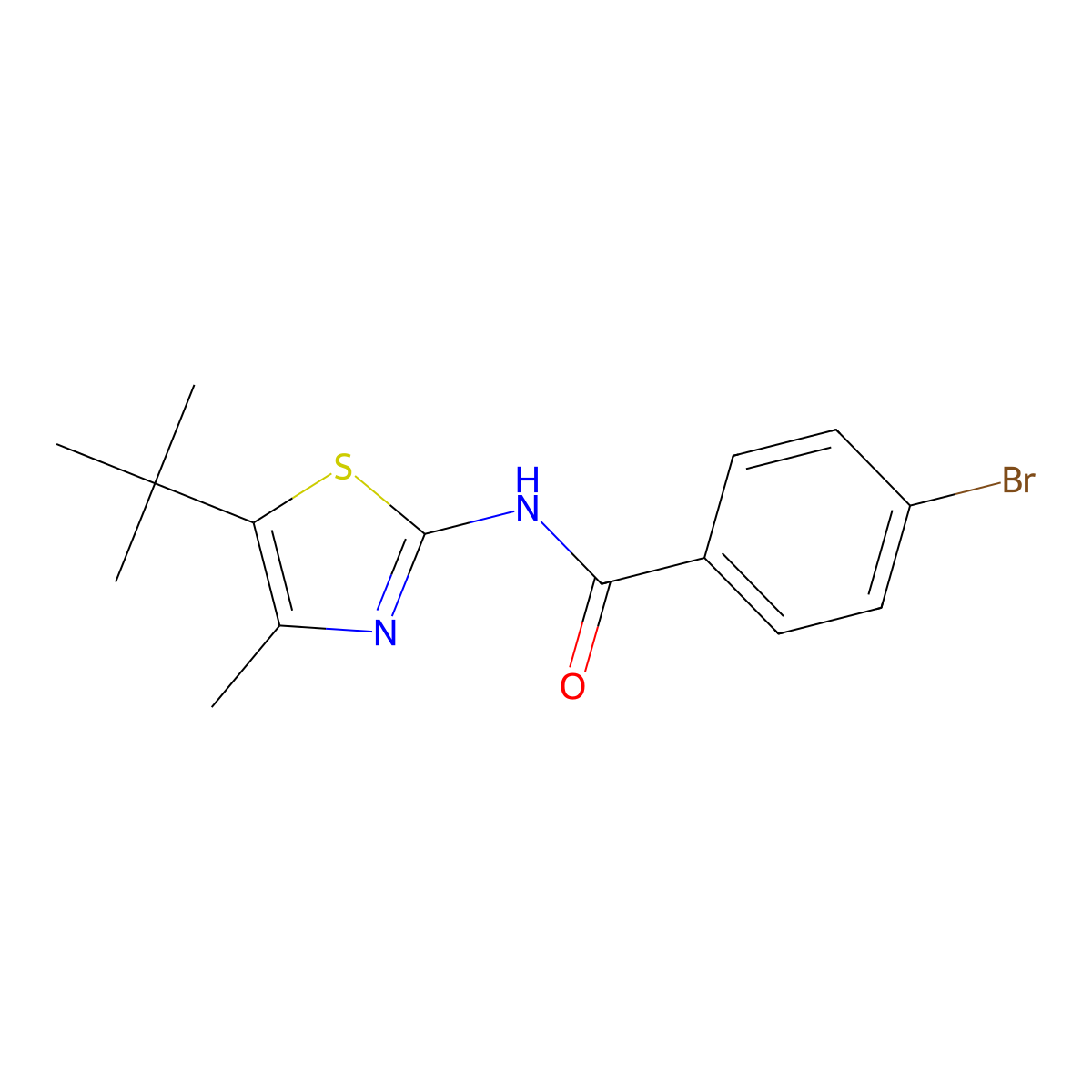 4-bromo-N-(5-tert-butyl-4-methyl-1,3-thiazol-2-yl)benzamide molecular structure, CAS 302967-91-5
