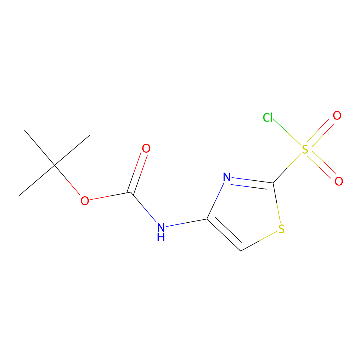tert-butyl N-[2-(chlorosulfonyl)-1,3-thiazol-4-yl]carbamate molecular structure, CAS 3029720-24-6