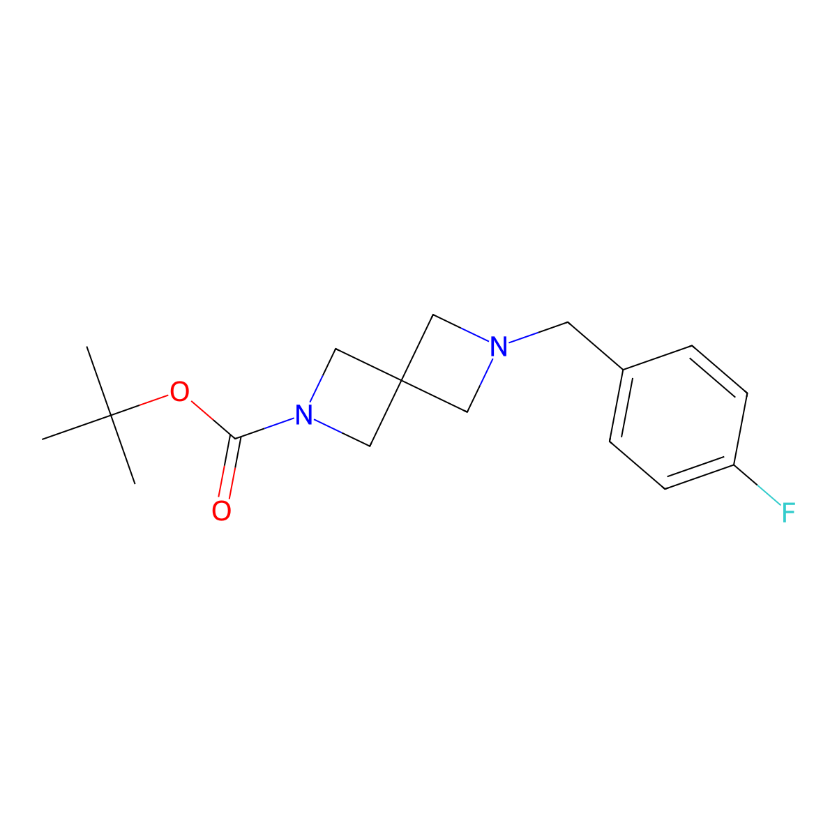 Tert-butyl 6-(4-fluorobenzyl)-2,6-diazaspiro[3.3]heptane-2-carboxylate molecular structure, CAS 3029893-01-1