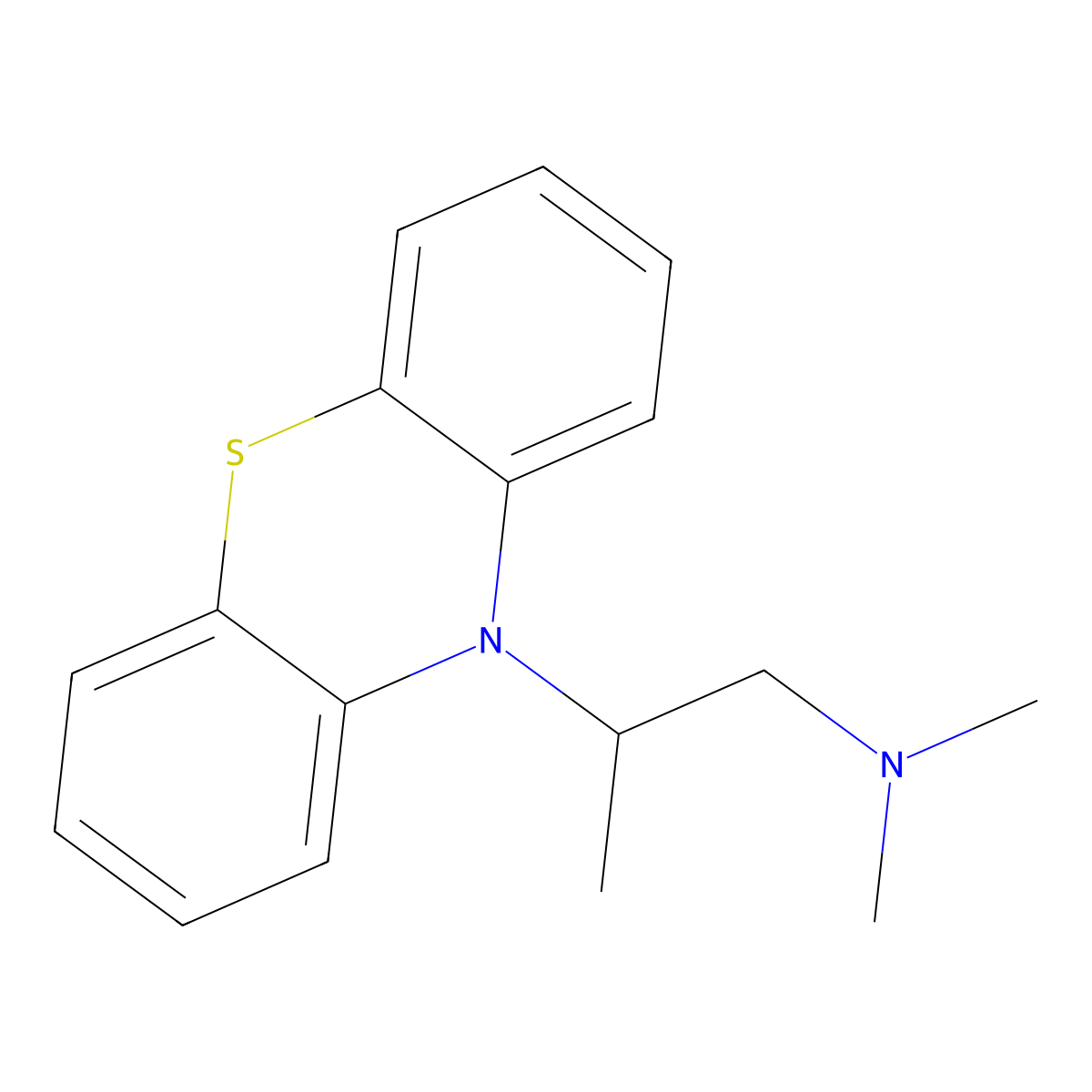 N,N,beta-Trimethyl-10H-phenothiazine-10-ethanamine molecular structure, CAS 303-14-0