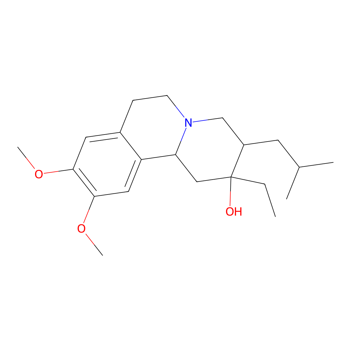 2H-Benzo(a)quinolizin-2-ol, 2-ethyl-1,3,4,6,7,11b-hexahydro-3-isobutyl-9,10-dimethoxy- molecular structure, CAS 303-75-3