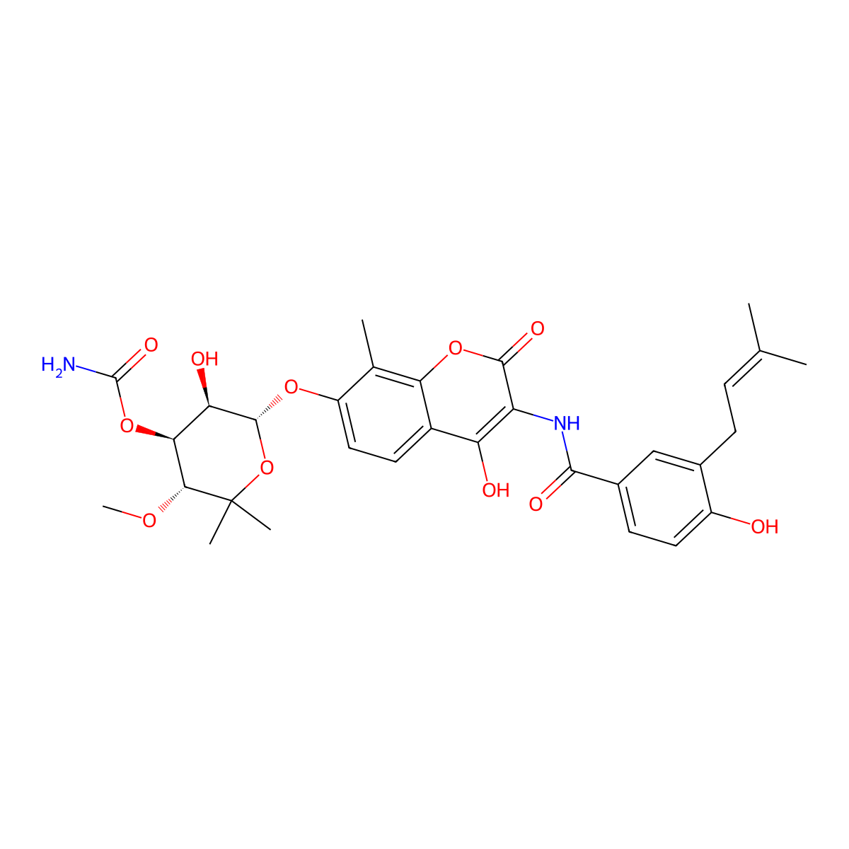 Novobiocin molecular structure, CAS 303-81-1