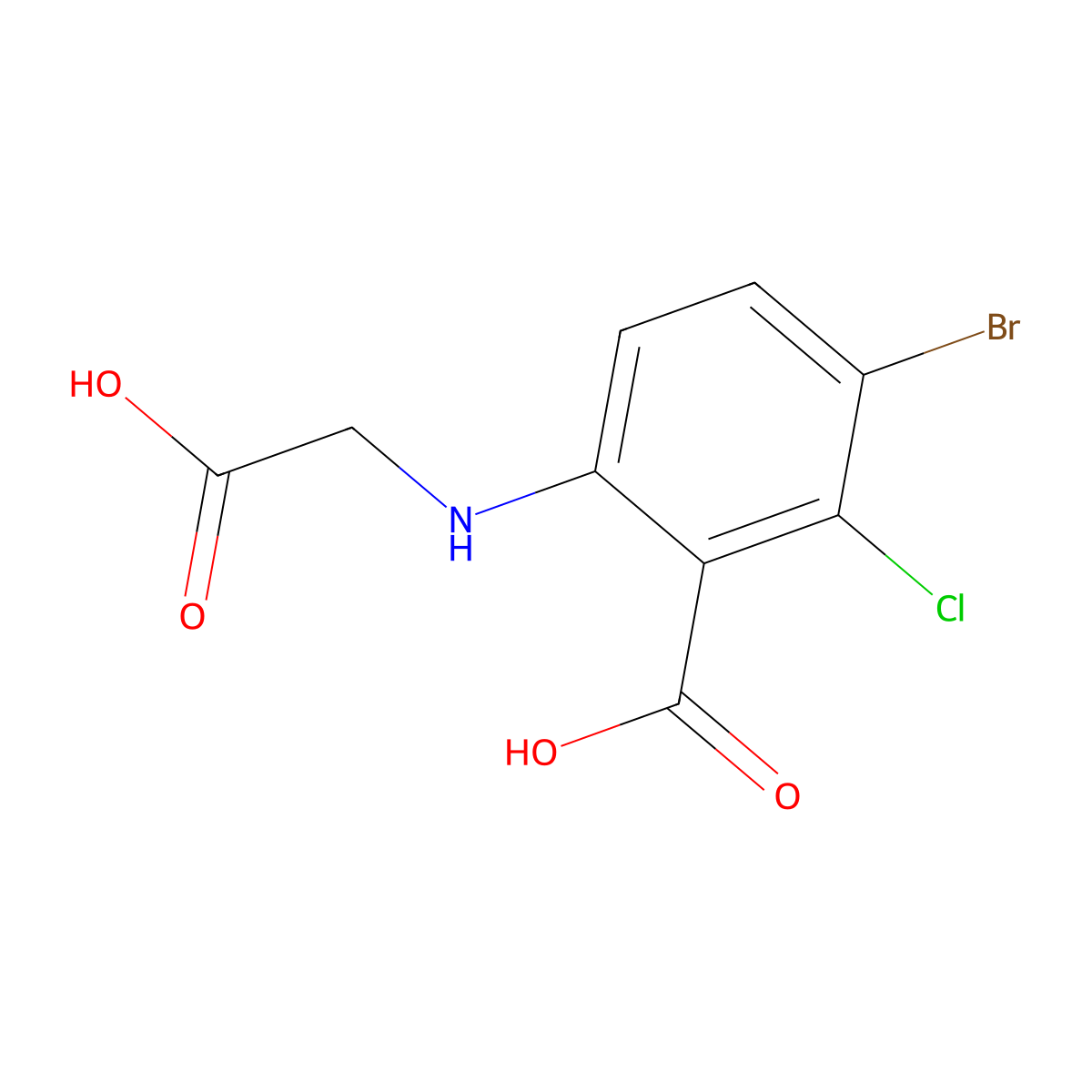 Benzoic acid, 3-bromo-6-((carboxymethyl)amino)-2-chloro- molecular structure, CAS 3030-10-2