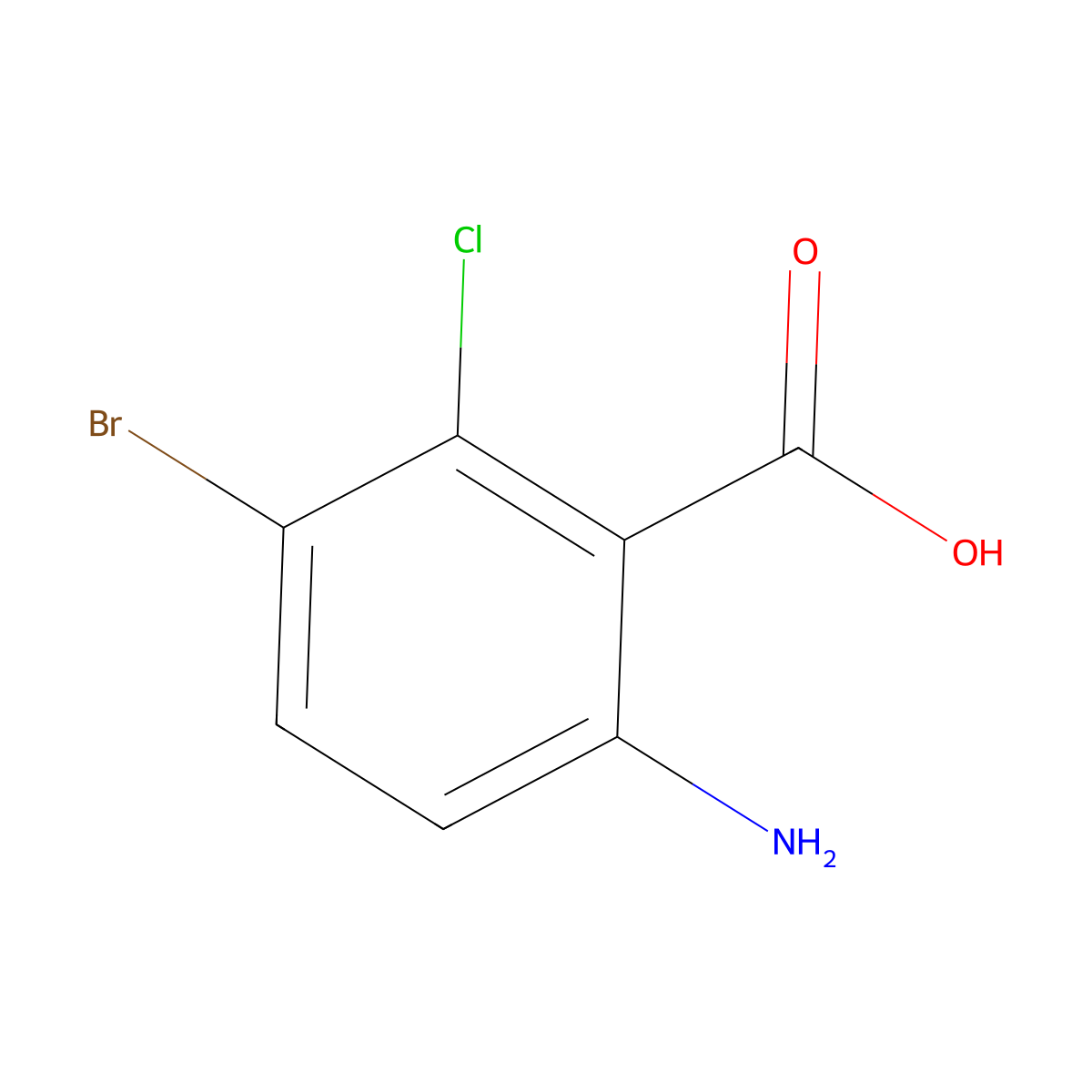 Benzoic acid, 6-amino-3-bromo-2-chloro- molecular structure, CAS 3030-19-1