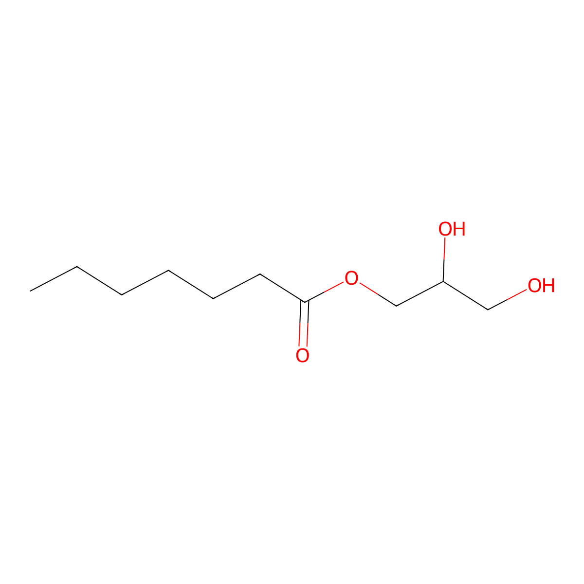 Glyceryl Heptanoate molecular structure, CAS 3030-30-6