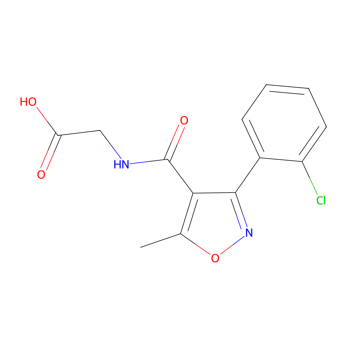 N-{[3-(2-Chlorophenyl)-5-Methyl-1,2-Oxazol-4-Yl]carbonyl}glycine molecular structure, CAS 303009-97-4