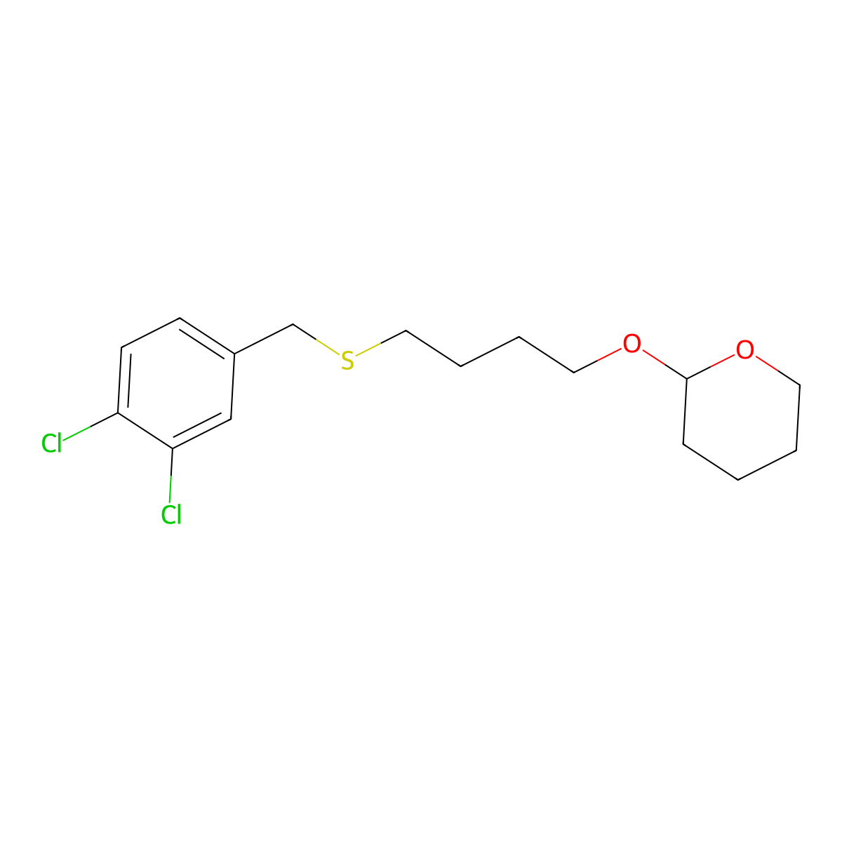 2-{4-[(3,4-dichlorobenzyl)thio]butoxy}tetrahydro-2H-pyran molecular structure, CAS 303010-14-2