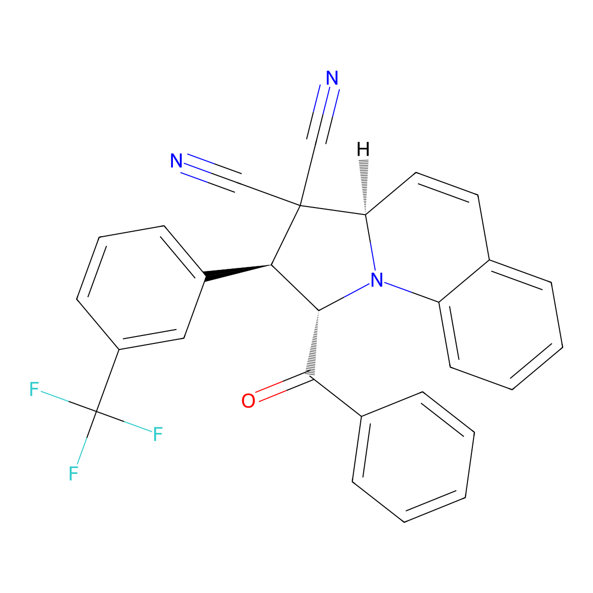 (1S,2S,3aR)-1-benzoyl-2-[3-(trifluoromethyl)phenyl]-2,3a-dihydro-1H-pyrrolo[1,2-a]quinoline-3,3-dicarbonitrile molecular structure, CAS 303012-22-8