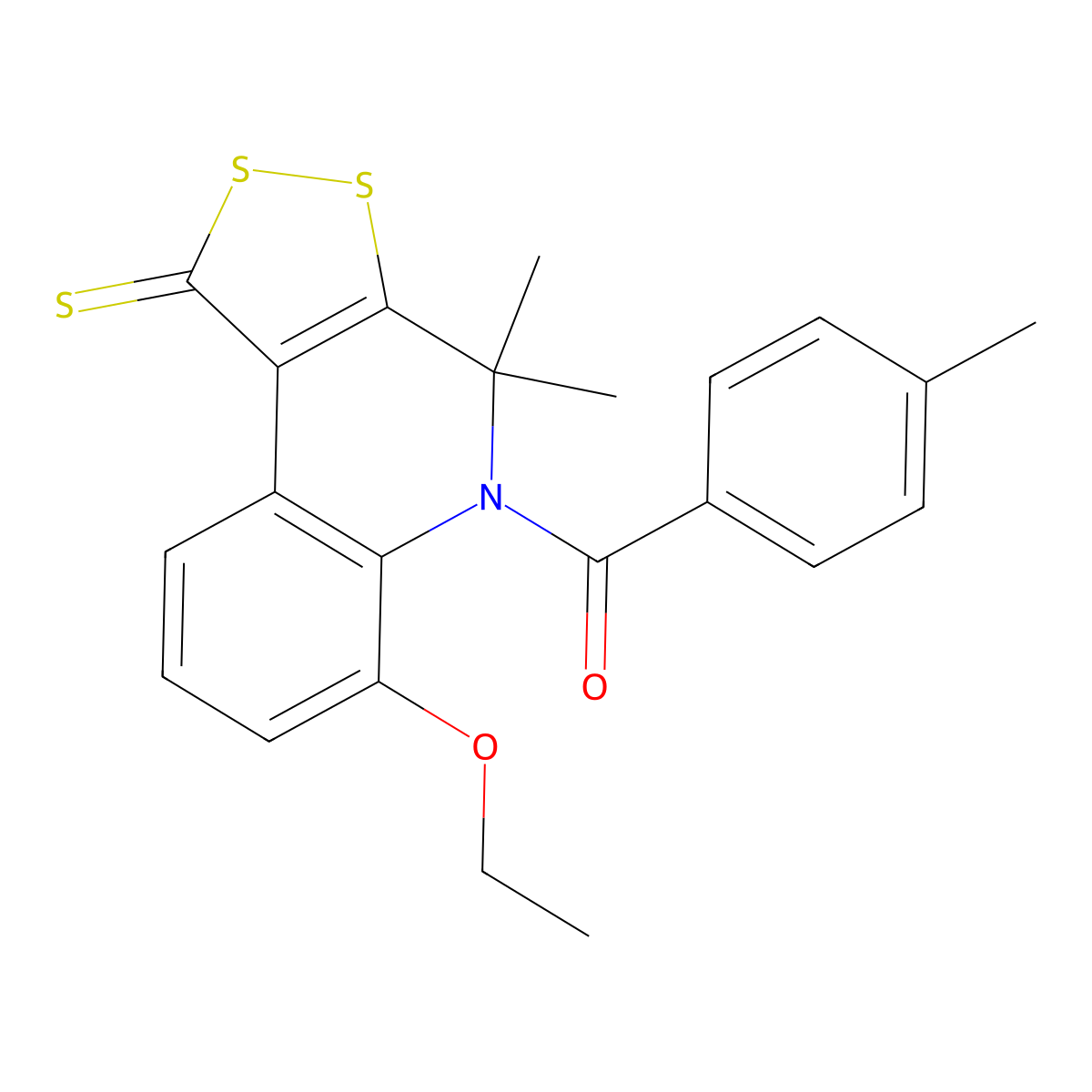 (6-Ethoxy-4,4-dimethyl-1-sulfanylidenedithiolo[3,4-c]quinolin-5-yl)-(4-methylphenyl)methanone molecular structure, CAS 303013-89-0