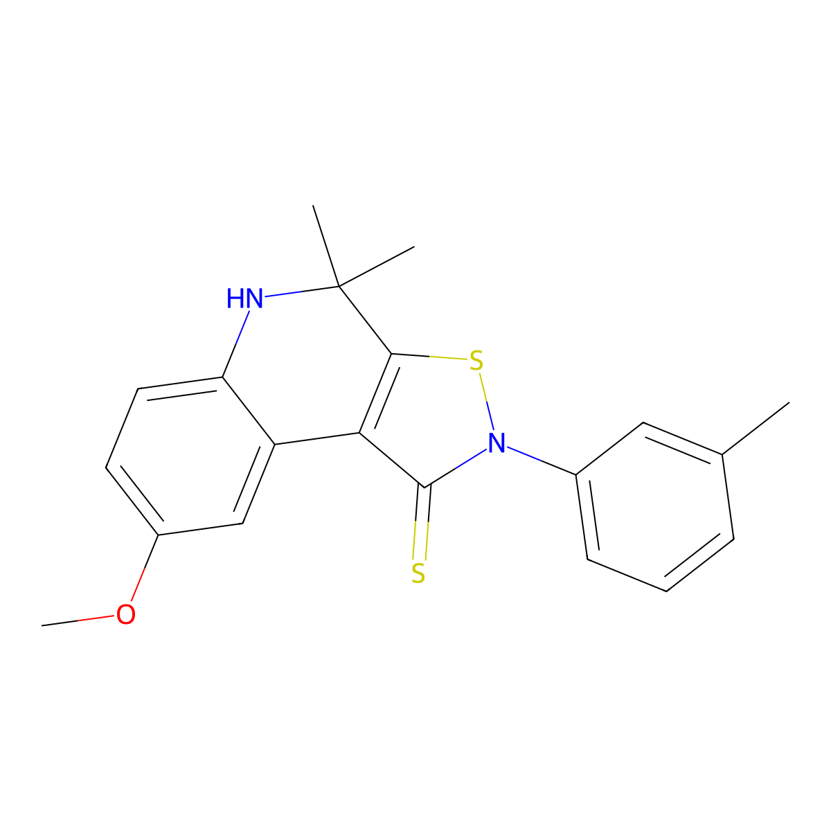 8-methoxy-4,4-dimethyl-2-(3-methylphenyl)-4,5-dihydroisothiazolo[5,4-c]quinoline-1(2H)-thione molecular structure, CAS 303013-93-6