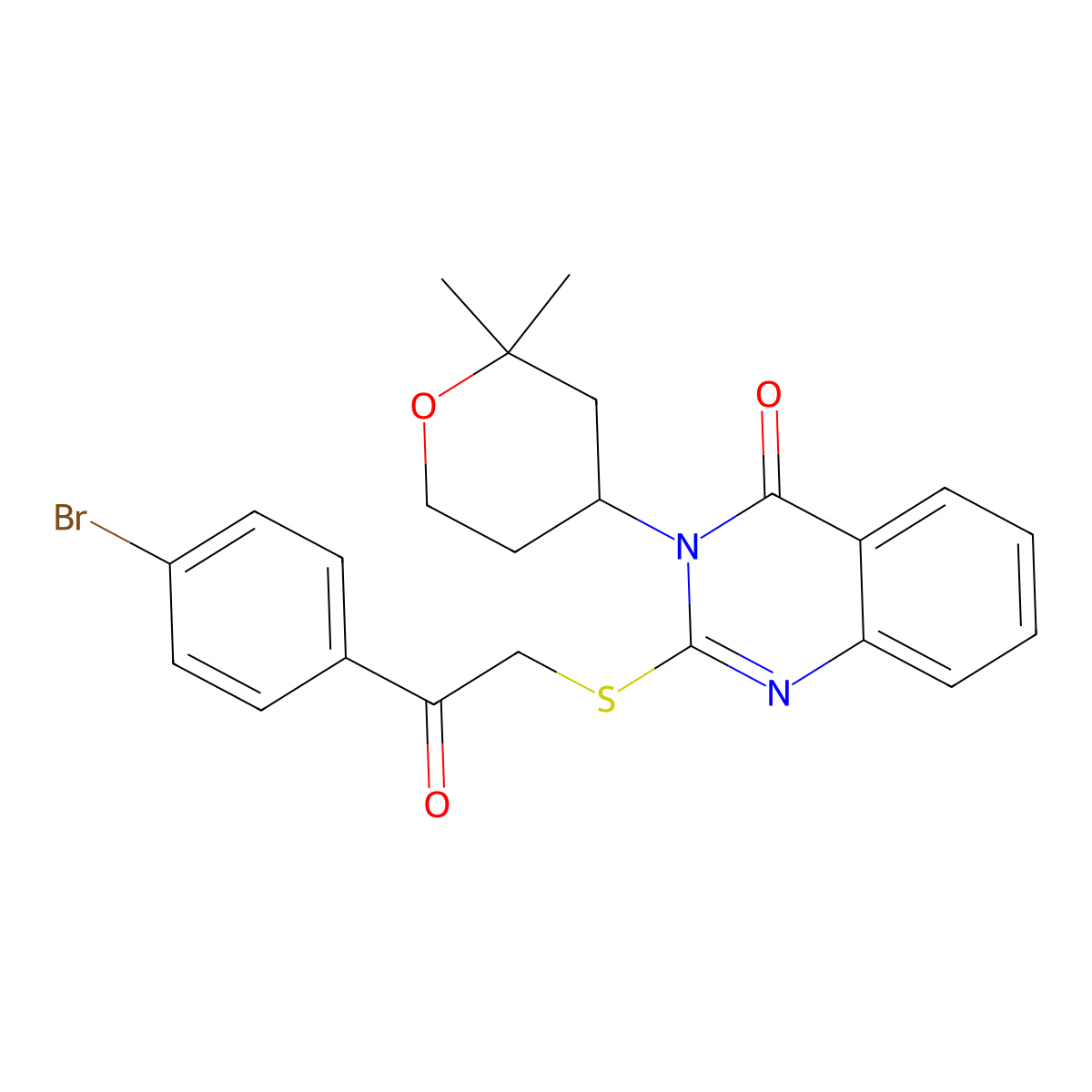 2-{[2-(4-bromophenyl)-2-oxoethyl]sulfanyl}-3-(2,2-dimethyltetrahydro-2H-pyran-4-yl)quinazolin-4(3H)-one molecular structure, CAS 303013-98-1