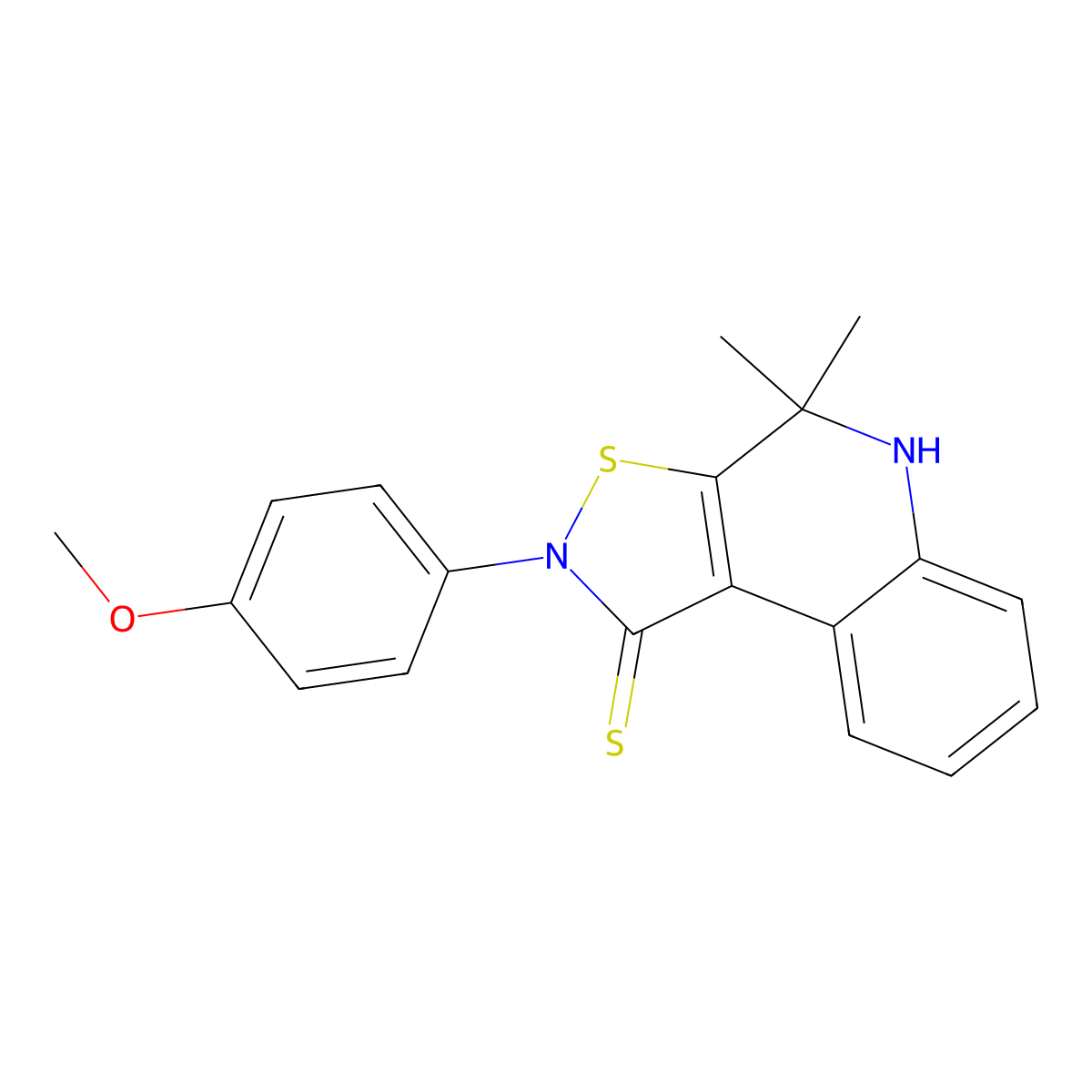 2-(4-methoxyphenyl)-4,4-dimethyl-5H-[1,2]thiazolo[5,4-c]quinoline-1-thione molecular structure, CAS 303014-00-8