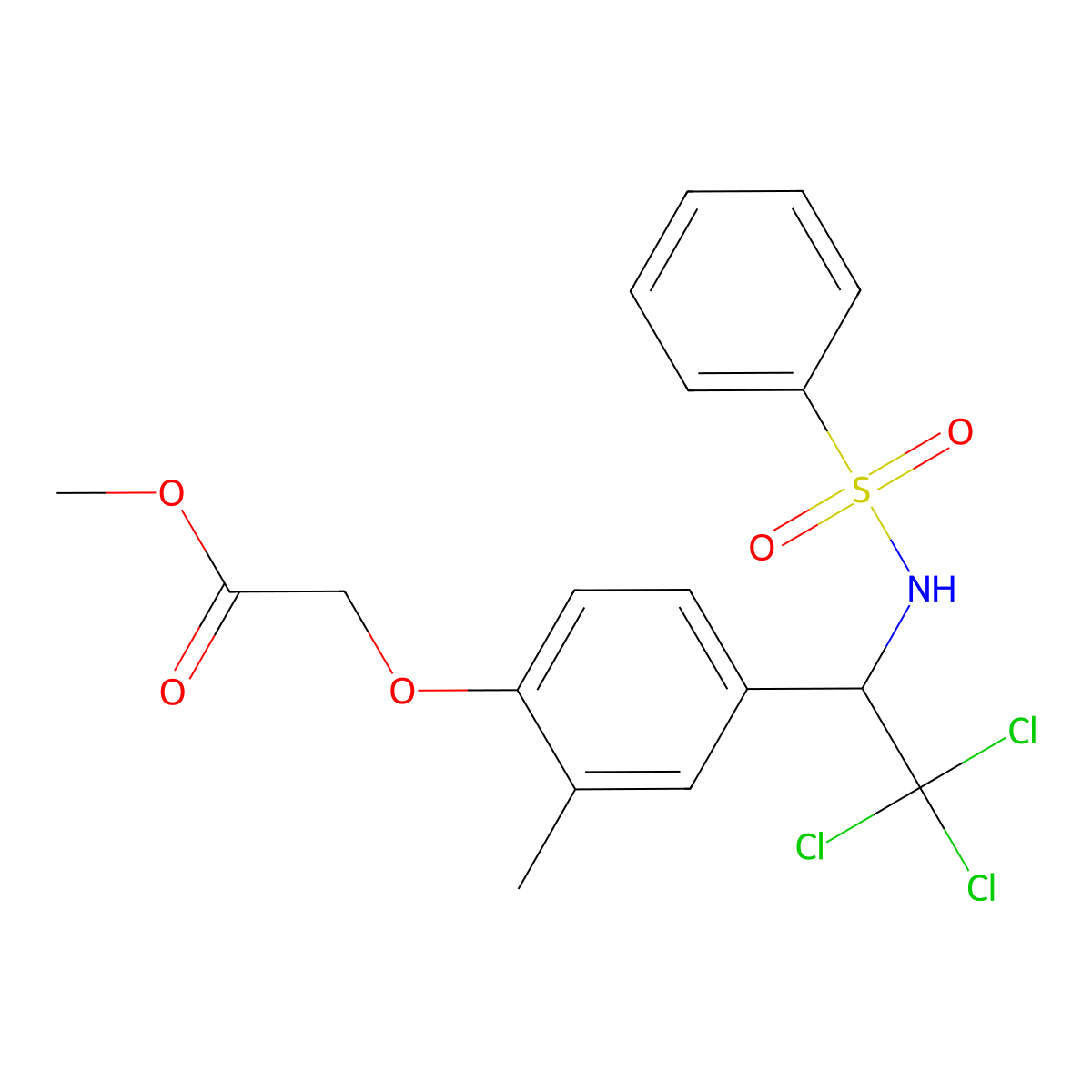 2-[2-Methyl-4-[2,2,2-trichloro-1-[(phenylsulfonyl)amino]ethyl]phenoxy]acetic acid methyl ester molecular structure, CAS 303014-10-0
