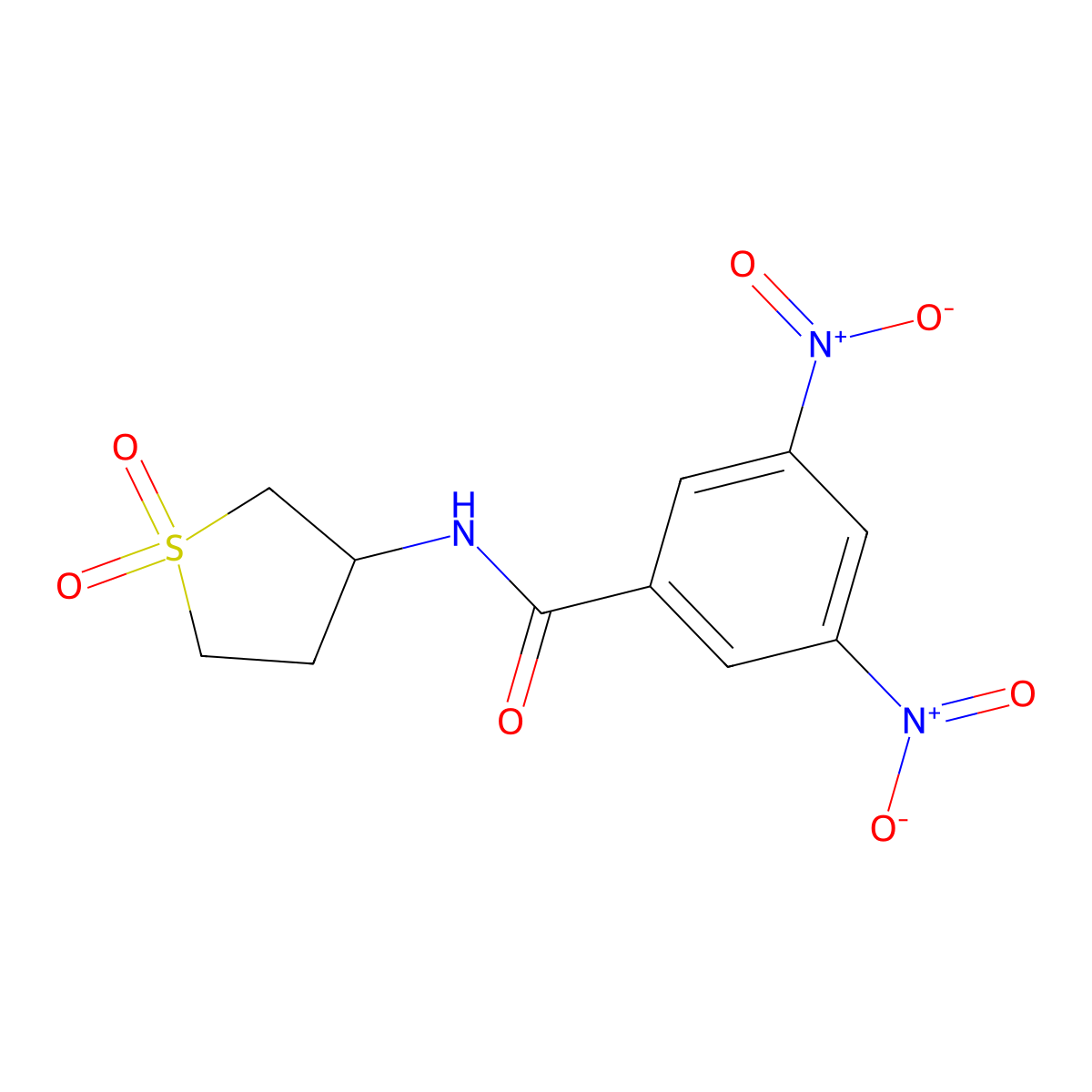 N-(1,1-dioxidotetrahydrothiophen-3-yl)-3,5-dinitrobenzamide molecular structure, CAS 303016-17-3