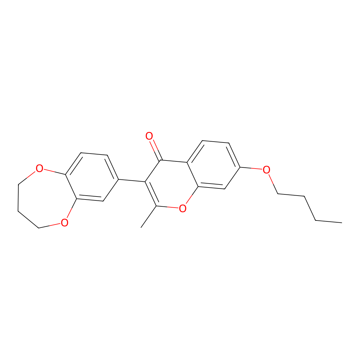 7-butoxy-3-(3,4-dihydro-2H-1,5-benzodioxepin-7-yl)-2-methyl-4H-chromen-4-one molecular structure, CAS 303016-39-9