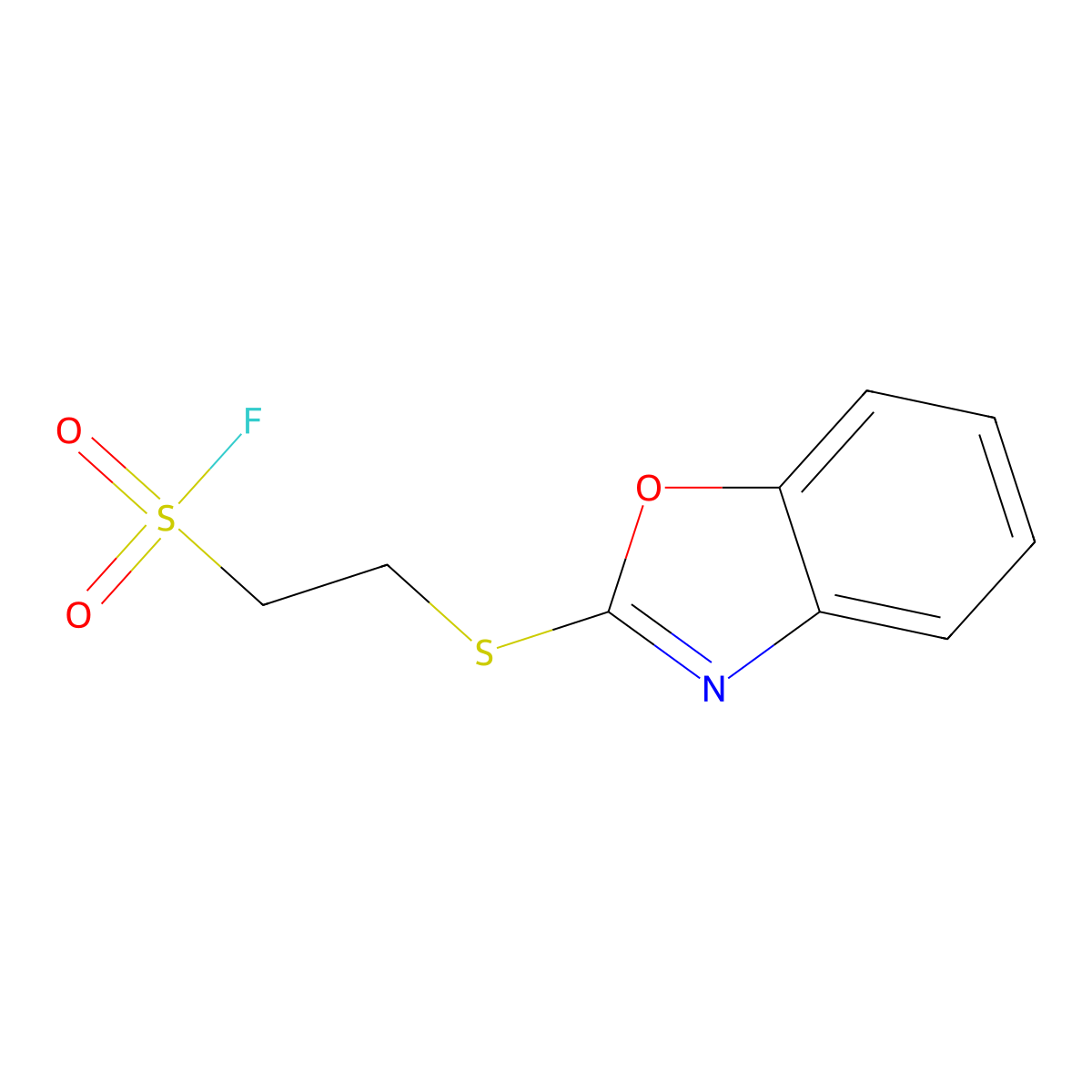 (2-Benzoxazol-2-ylthioethyl)fluorosulfone molecular structure, CAS 303016-50-4