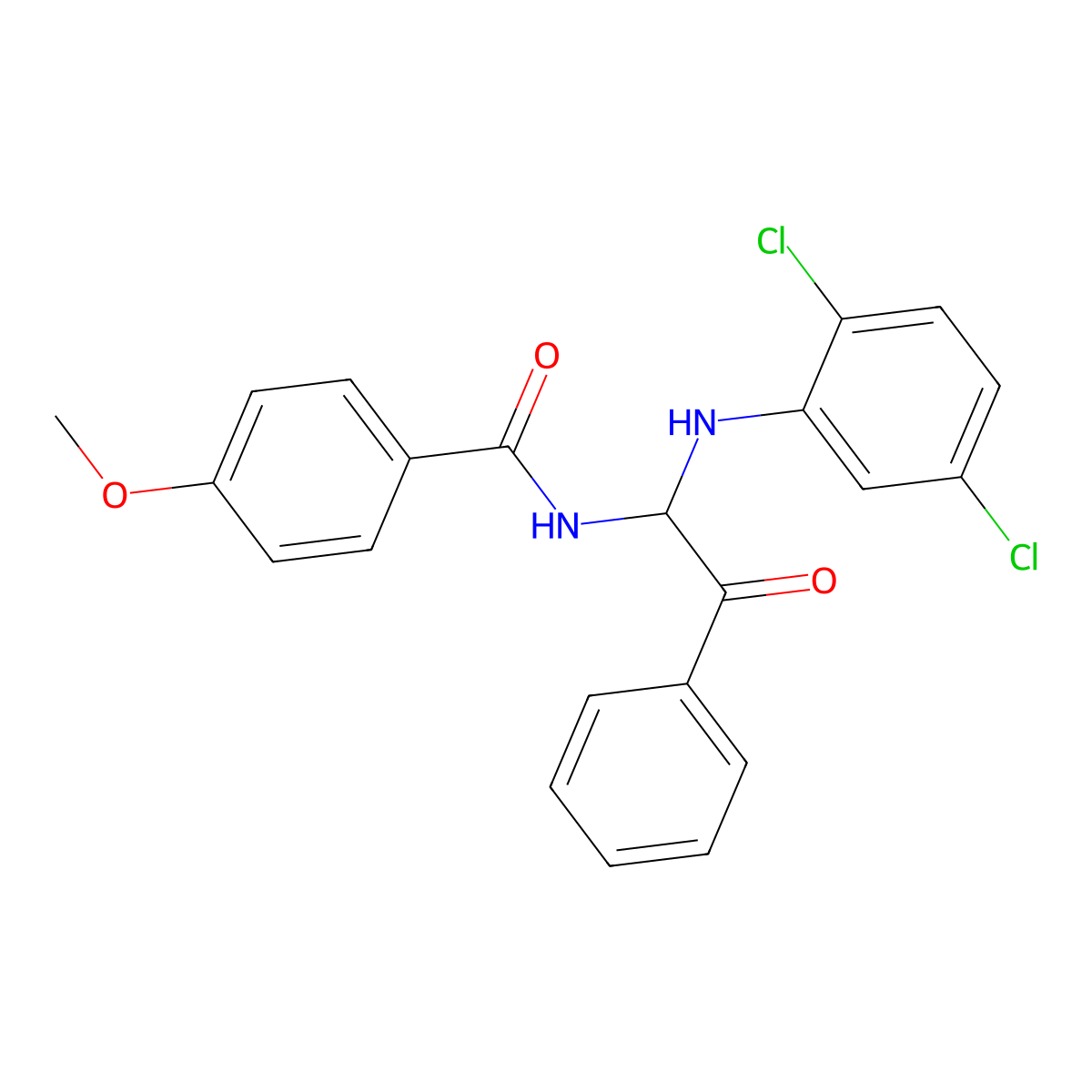 N-{1-[(2,5-dichlorophenyl)amino]-2-oxo-2-phenylethyl}-4-methoxybenzamide molecular structure, CAS 303016-63-9
