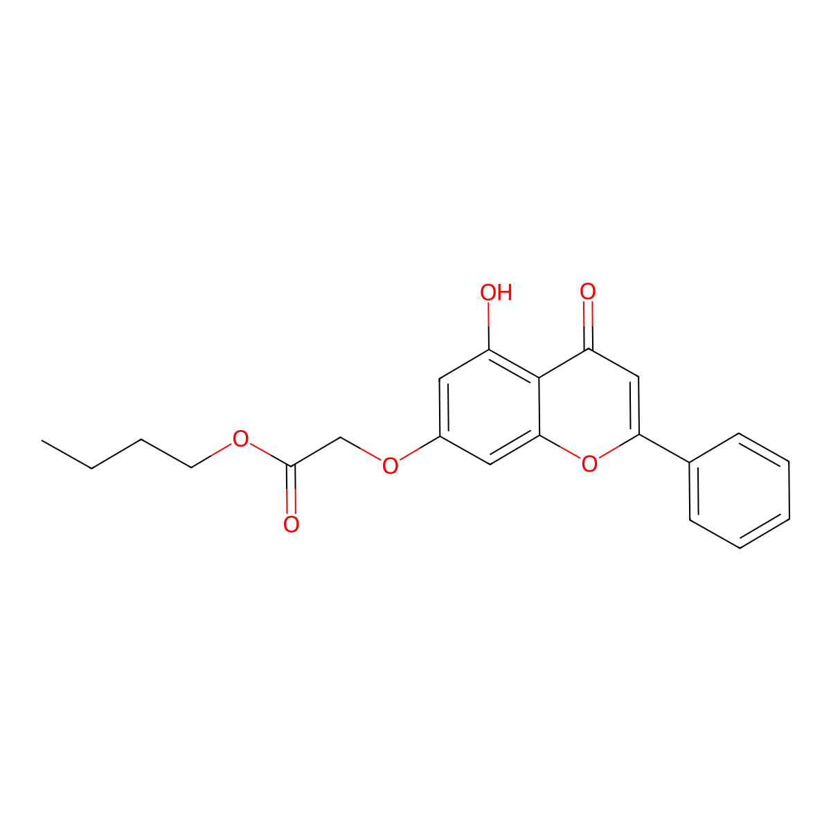 butyl [(5-hydroxy-4-oxo-2-phenyl-4H-chromen-7-yl)oxy]acetate molecular structure, CAS 303016-67-3