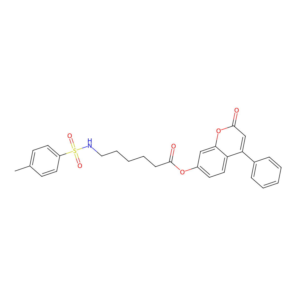 2-oxo-4-phenyl-2H-chromen-7-yl 6-{[(4-methylphenyl)sulfonyl]amino}hexanoate molecular structure, CAS 303016-73-1