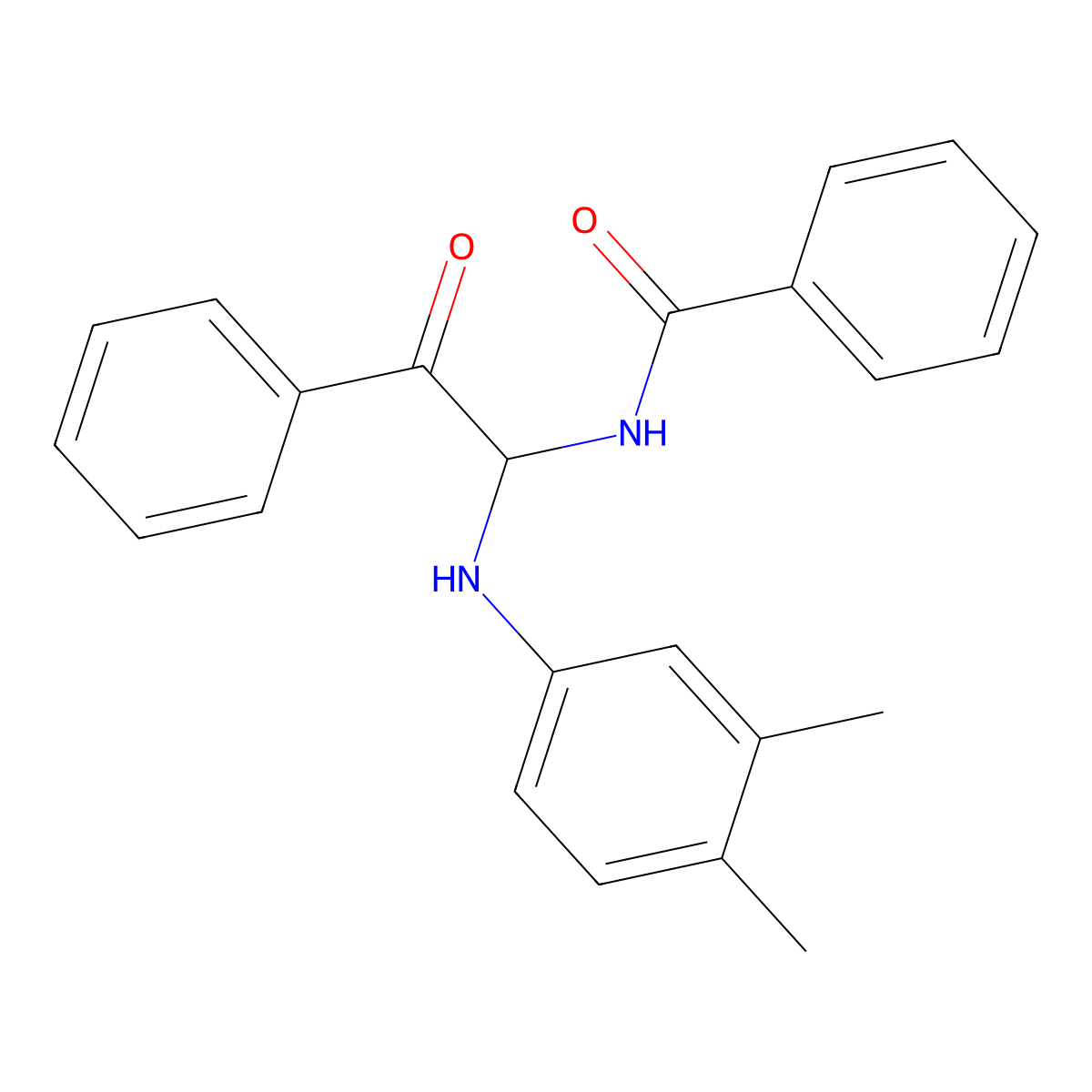 N-{1-[(3,4-dimethylphenyl)amino]-2-oxo-2-phenylethyl}benzamide molecular structure, CAS 303016-74-2