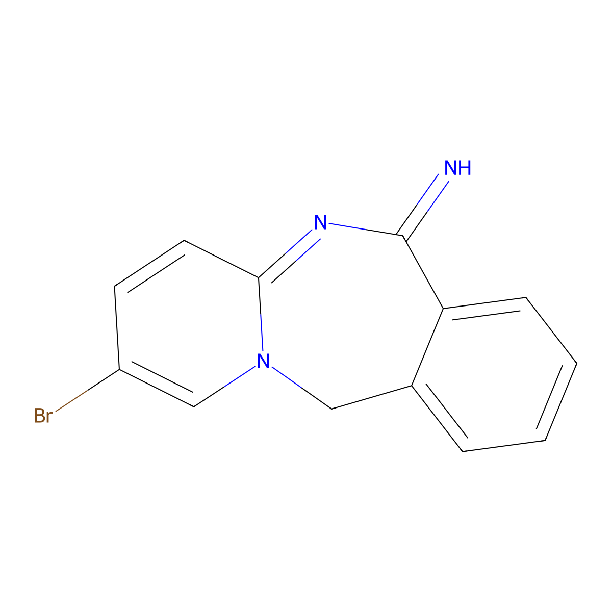 14-Bromo-1,10-diazatricyclo(9.4.0.0,3,8)pentadeca-3,5,7,10,12,14-hexaen-9-imine molecular structure, CAS 303016-91-3