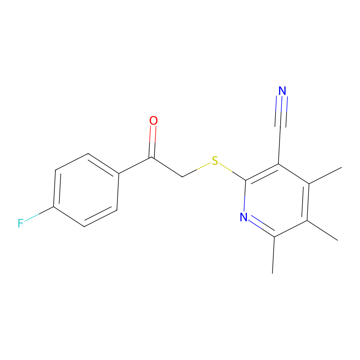 2-[2-(4-Fluorophenyl)-2-oxoethyl]sulfanyl-4,5,6-trimethylpyridine-3-carbonitrile molecular structure, CAS 303017-47-2