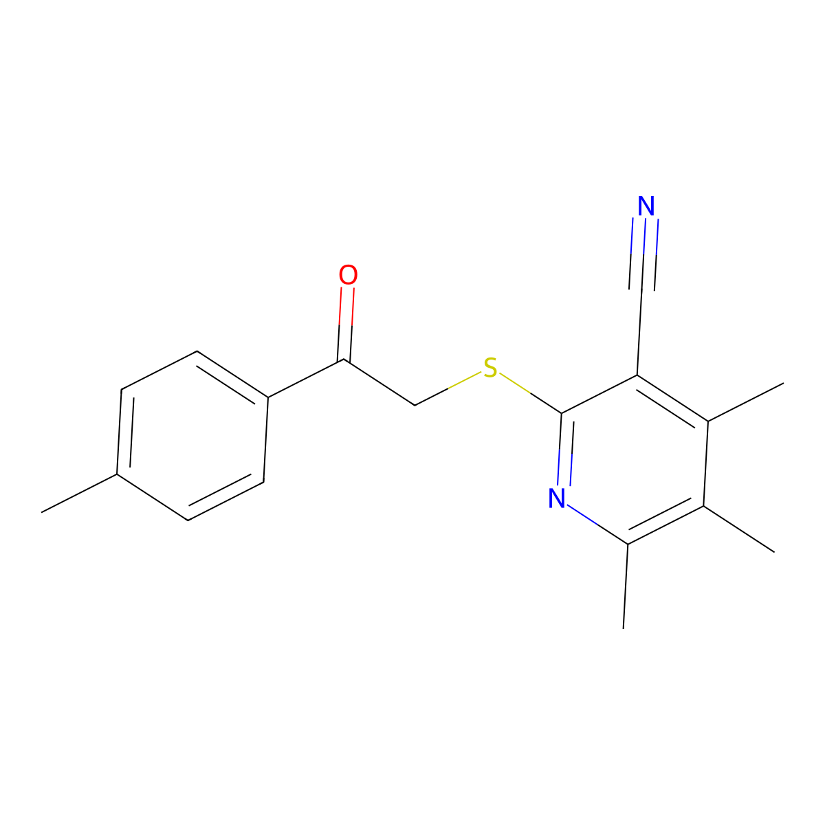4,5,6-Trimethyl-2-[2-(4-methylphenyl)-2-oxoethyl]sulfanylpyridine-3-carbonitrile molecular structure, CAS 303017-52-9