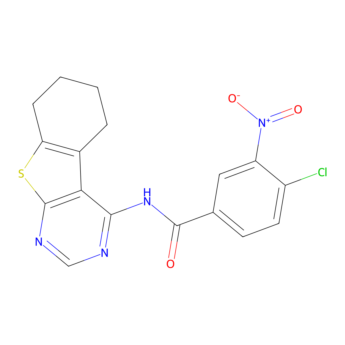 4-chloro-3-nitro-N-(5,6,7,8-tetrahydro-[1]benzothiolo[2,3-d]pyrimidin-4-yl)benzamide molecular structure, CAS 303017-78-9