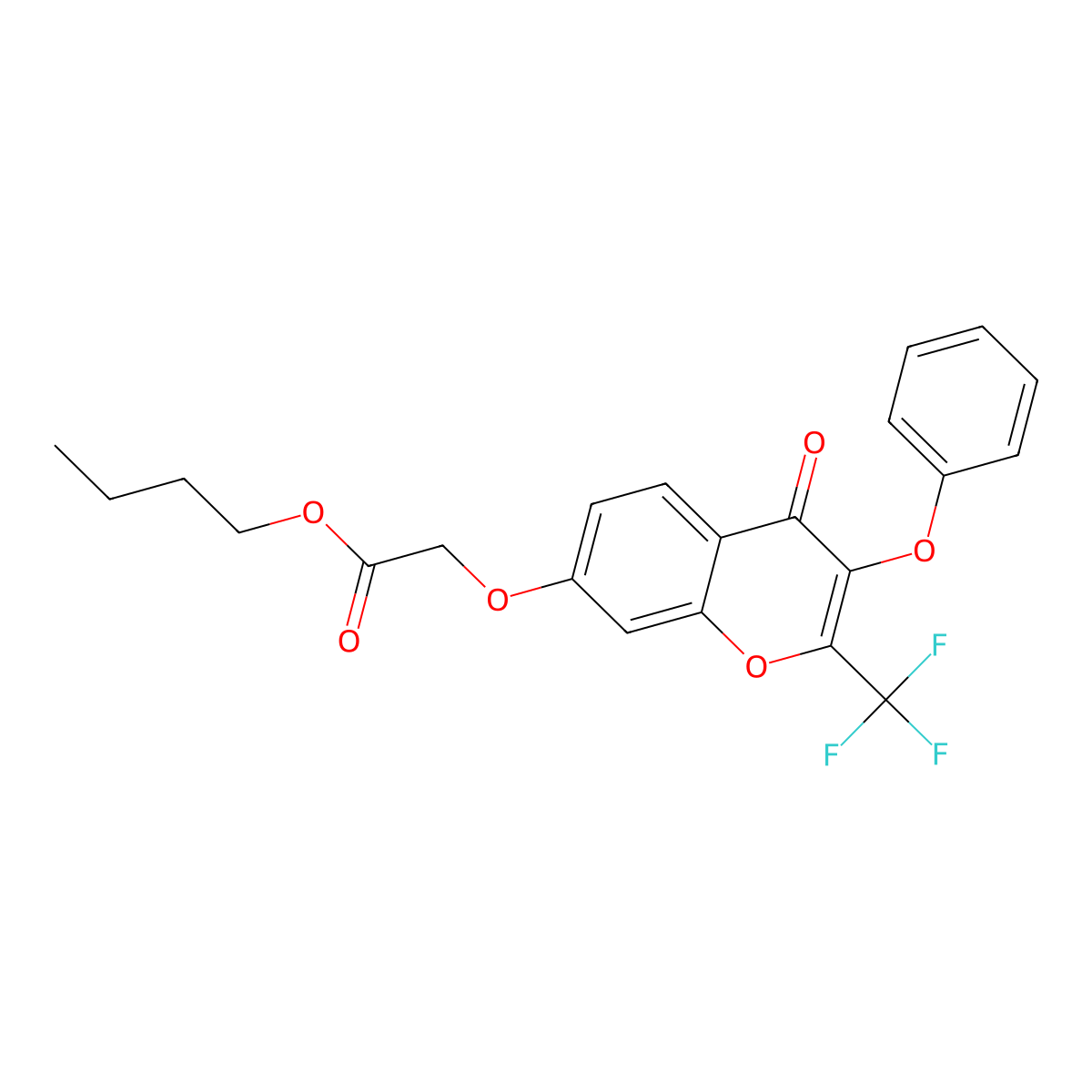 butyl {[4-oxo-3-phenoxy-2-(trifluoromethyl)-4H-chromen-7-yl]oxy}acetate molecular structure, CAS 303017-79-0