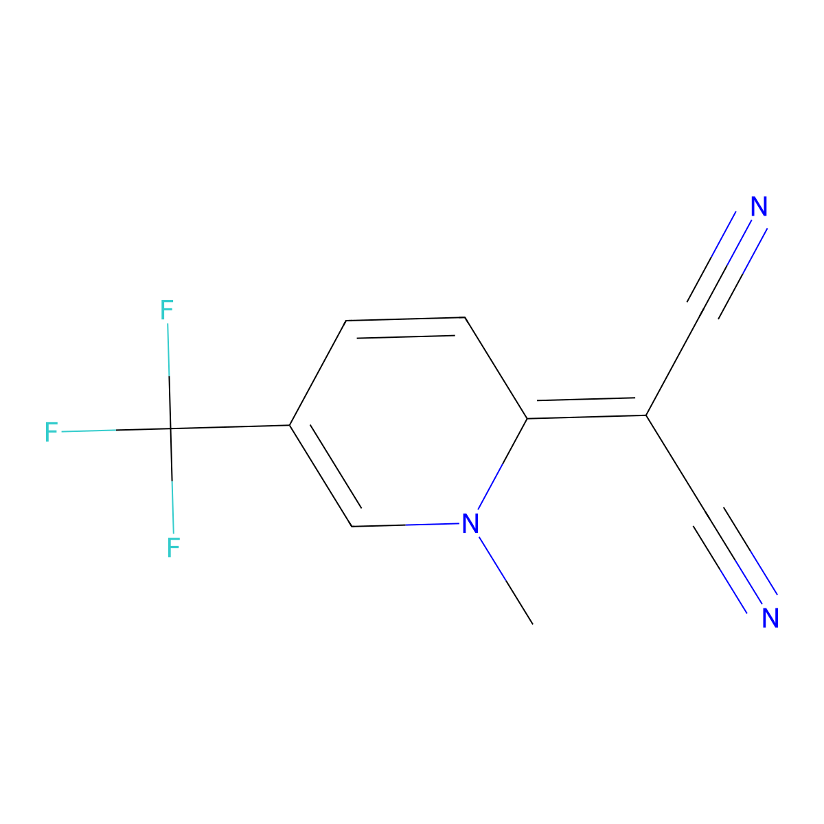 2-(1-methyl-5-(trifluoromethyl)pyridin-2(1H)-ylidene)malononitrile molecular structure, CAS 303018-13-5