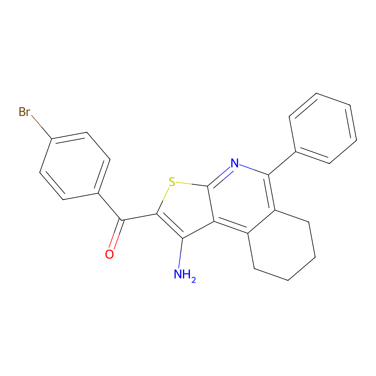(1-Amino-5-phenyl-6,7,8,9-tetrahydrothieno[2,3-c]isoquinolin-2-yl)(4-bromophenyl)methanone molecular structure, CAS 303018-57-7