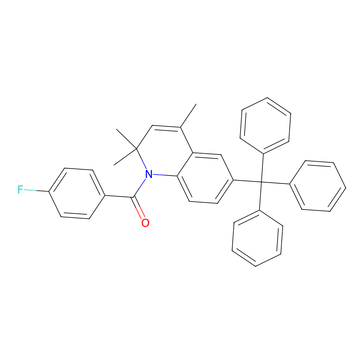 (4-fluorophenyl)(2,2,4-trimethyl-6-tritylquinolin-1(2H)-yl)methanone molecular structure, CAS 303018-80-6