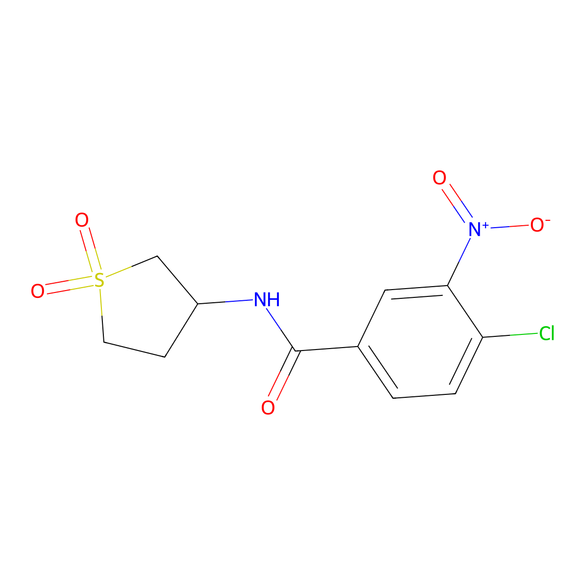 4-chloro-N-(1,1-dioxidotetrahydrothiophen-3-yl)-3-nitrobenzamide molecular structure, CAS 303018-90-8