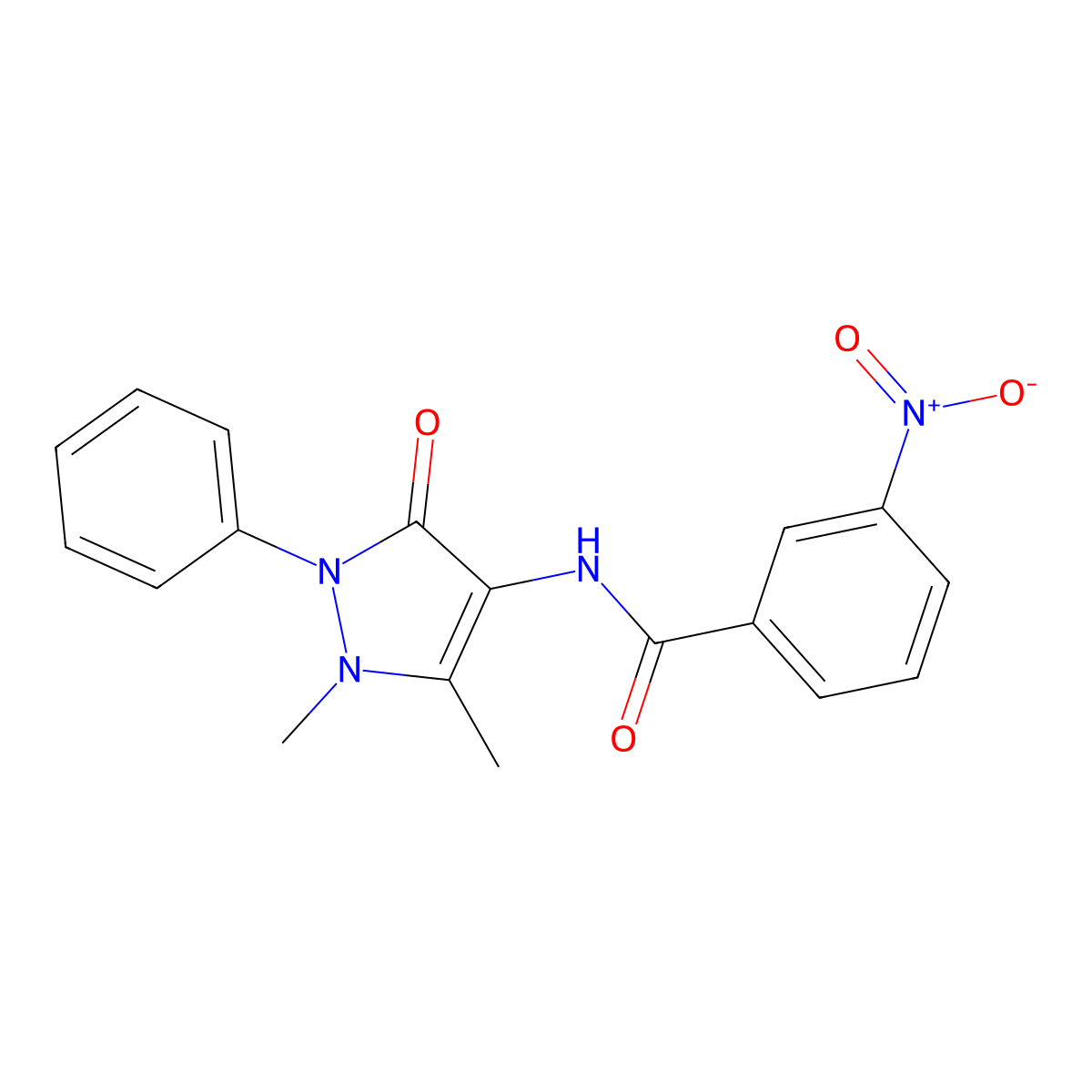 N-(1,5-dimethyl-3-oxo-2-phenyl-2,3-dihydro-1H-pyrazol-4-yl)-3-nitrobenzamide molecular structure, CAS 303019-64-9
