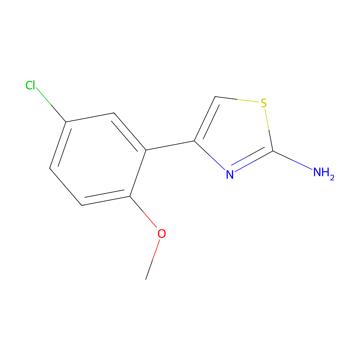4-(5-Chloro-2-methoxy-phenyl)-thiazol-2-ylamine molecular structure, CAS 303019-72-9