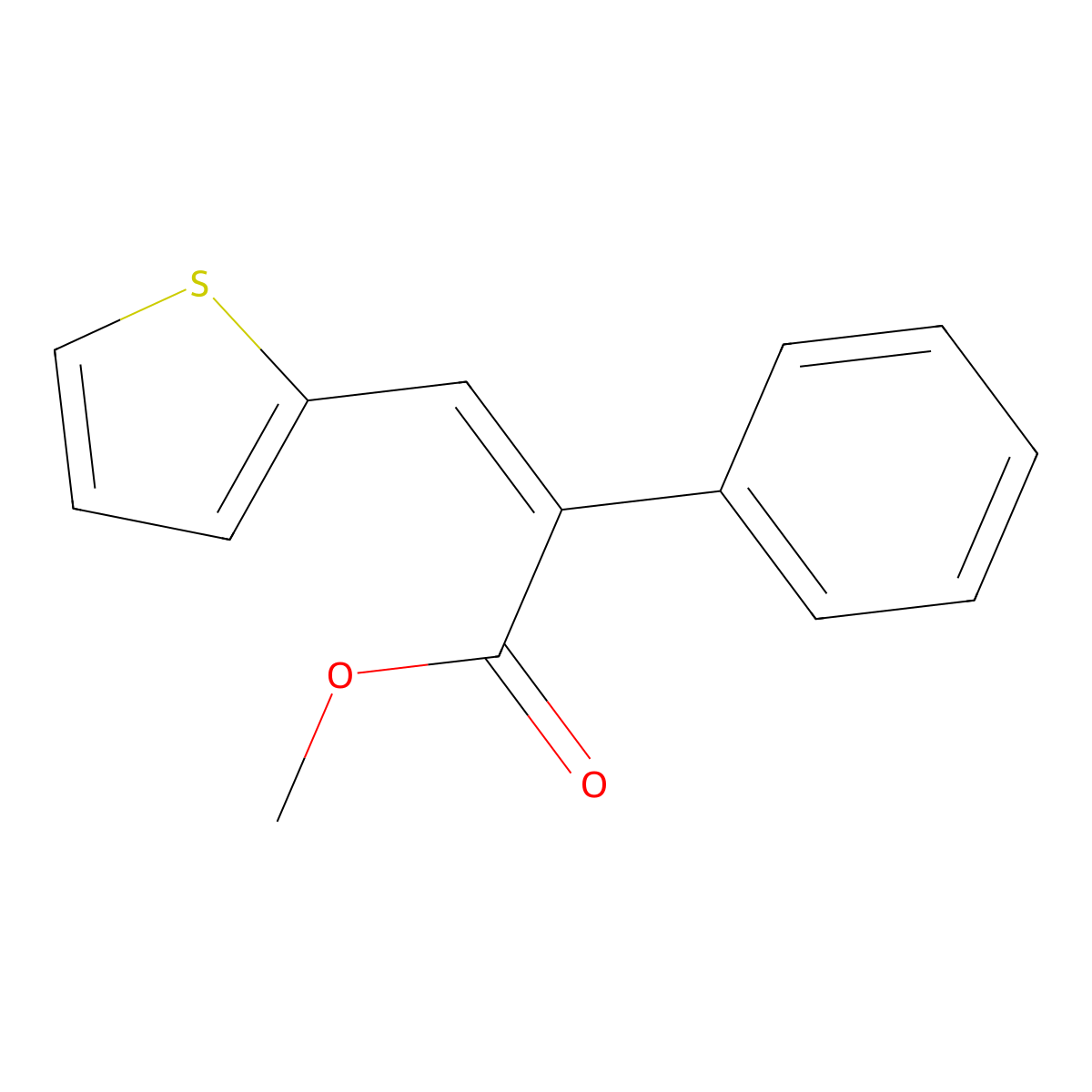 Methyl 2-phenyl-3-thiophen-2-ylprop-2-enoate molecular structure, CAS 30302-64-8