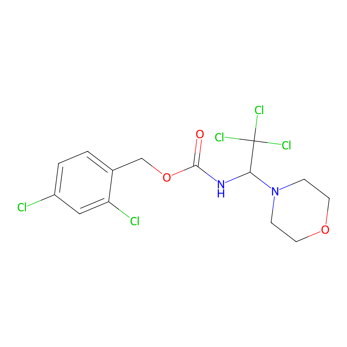 2,4-Dichlorobenzyl (2,2,2-trichloro-1-morpholinoethyl)carbamate molecular structure, CAS 303023-90-7