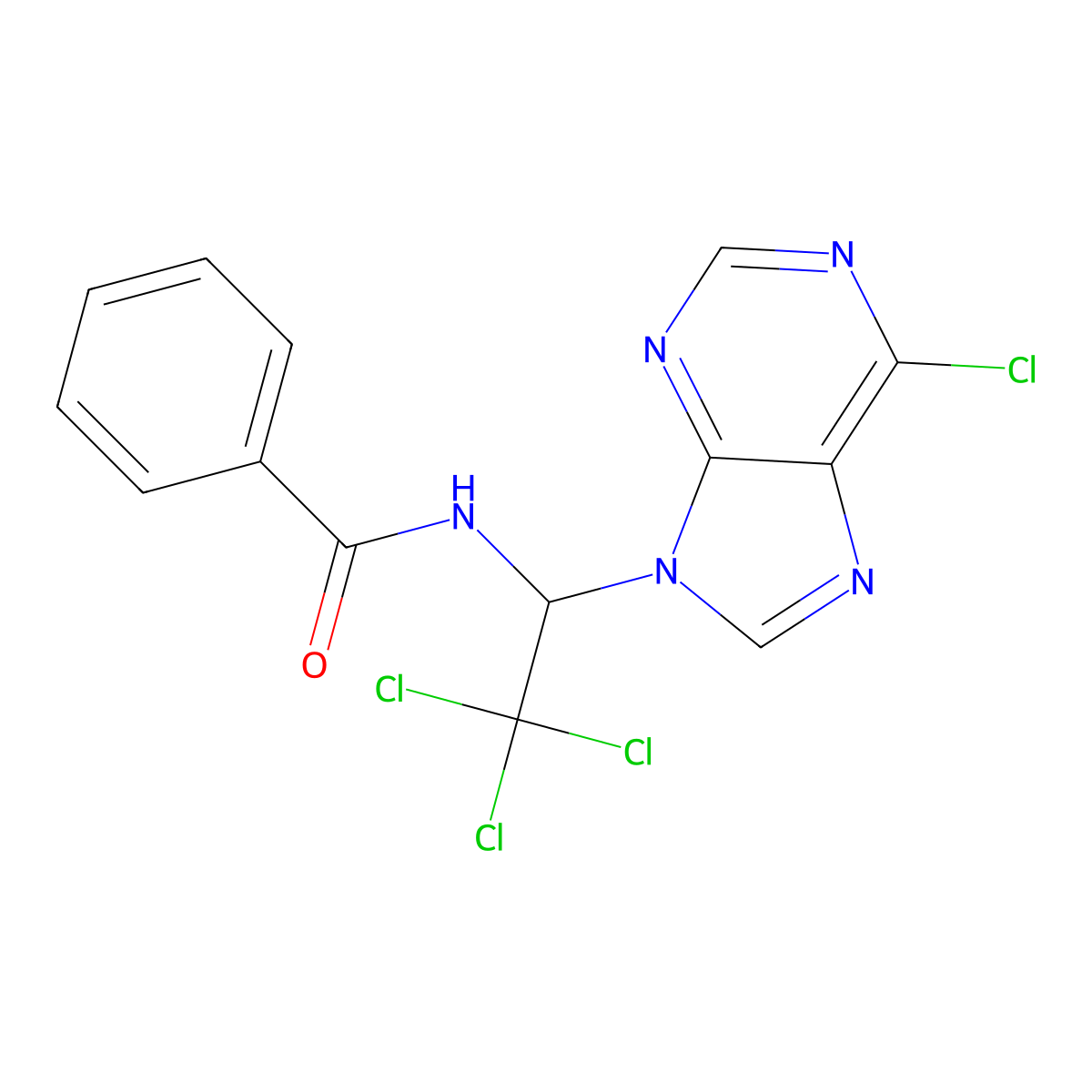 N-[2,2,2-trichloro-1-(6-chloro-9H-purin-9-yl)ethyl]benzamide molecular structure, CAS 303024-30-8