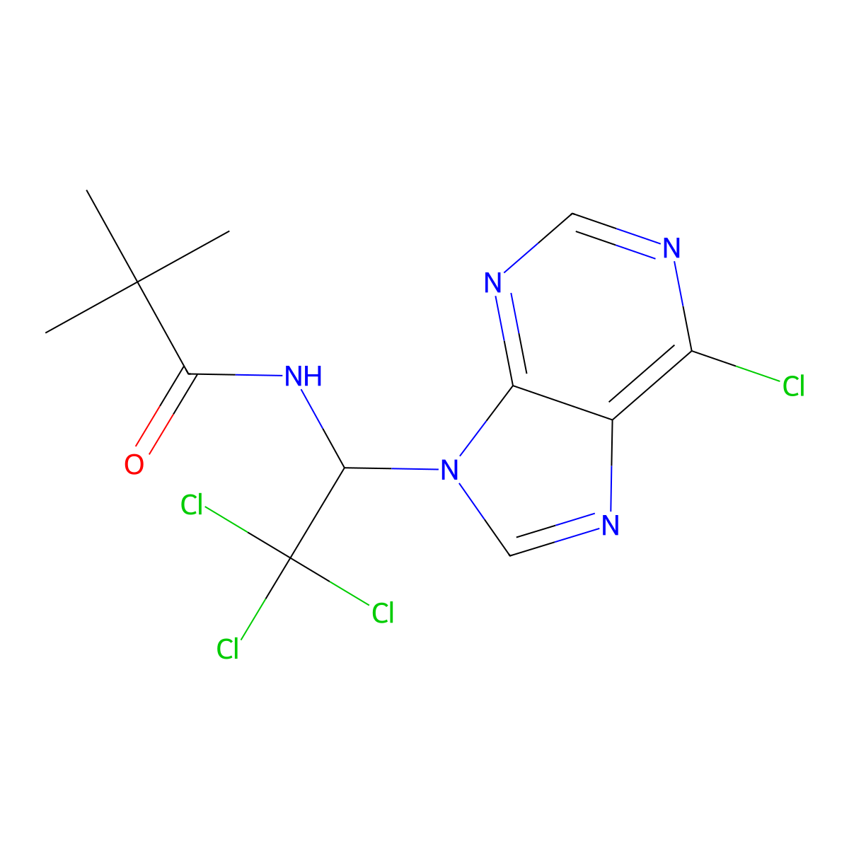 2,2-dimethyl-N-[2,2,2-trichloro-1-(6-chloropurin-9-yl)ethyl]propanamide molecular structure, CAS 303024-31-9