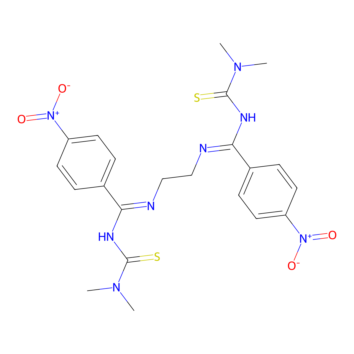 (Z)-N-(dimethylcarbamothioyl)-N'-(2-((Z)-N'-(dimethylcarbamothioyl)-4-nitrobenzimidamido)ethyl)-4-nitrobenzimidamide molecular structure, CAS 303024-51-3