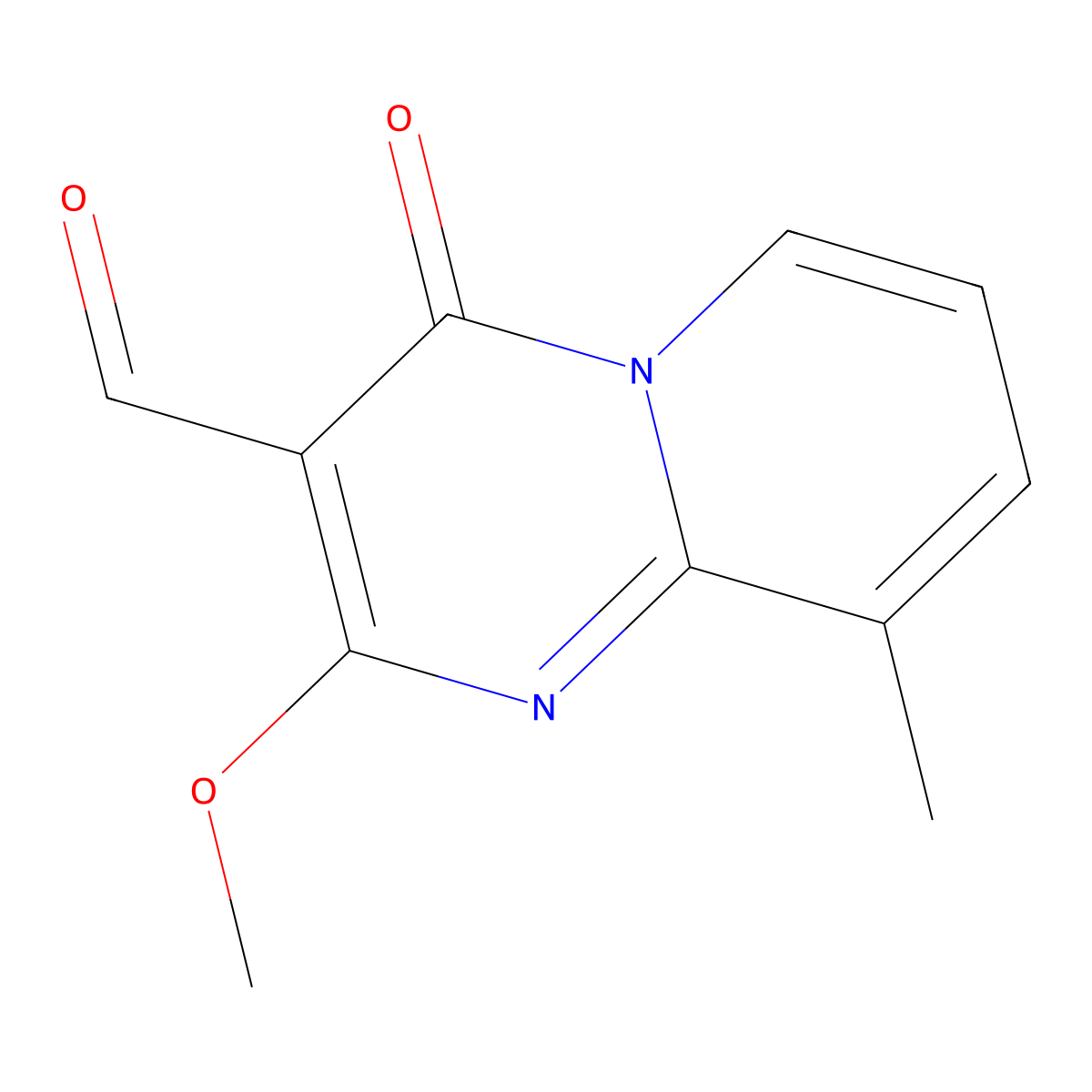 2-Methoxy-9-methyl-4-oxo-4H-pyrido[1,2-a]pyrimidine-3-carbaldehyde molecular structure, CAS 303024-74-0